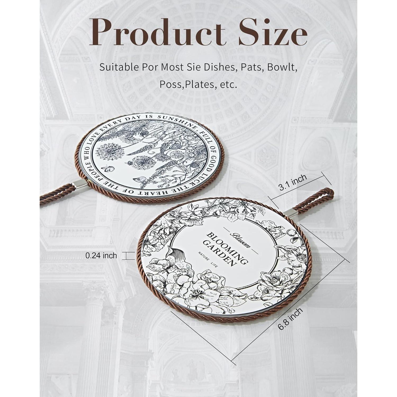 Trivetes de cerámica Gloriousliving 2 Pcs 17.78 cm Redondos