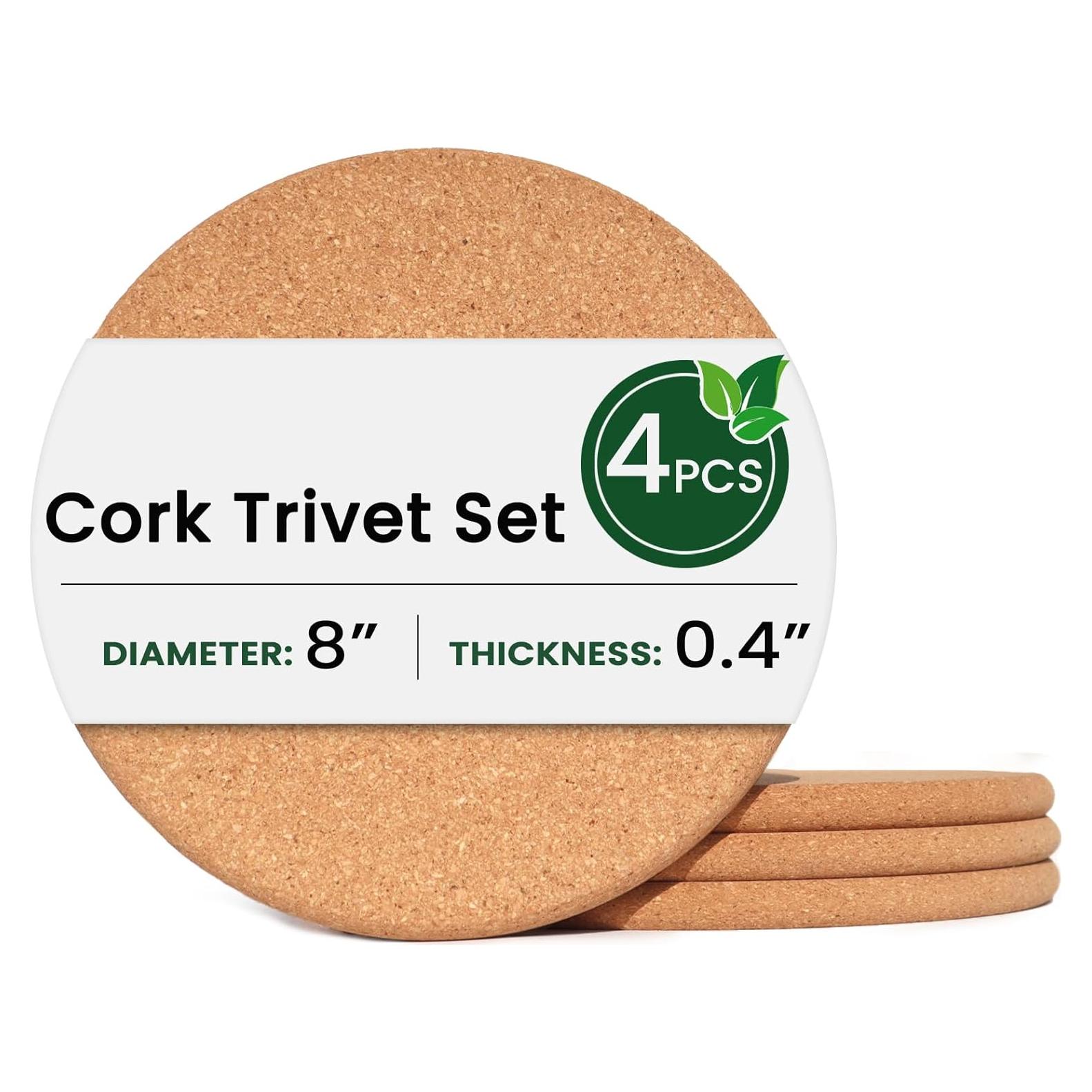 Trivetes de Corcho KITWILD 20 cm Resistentes al Calor - 4 Pcs