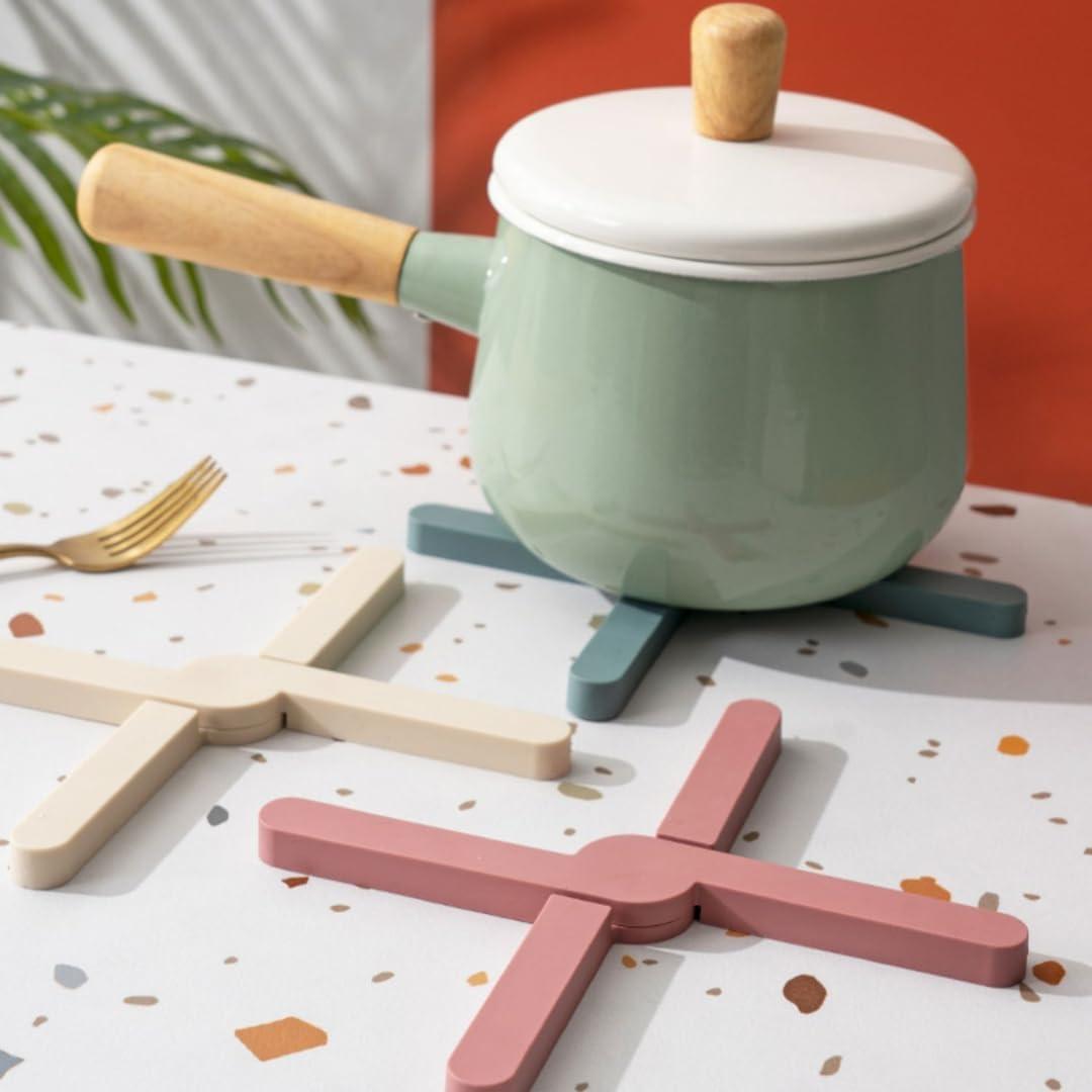 Trivetes de Silicona Plegables Genérico 4 PCS Gris Piedra