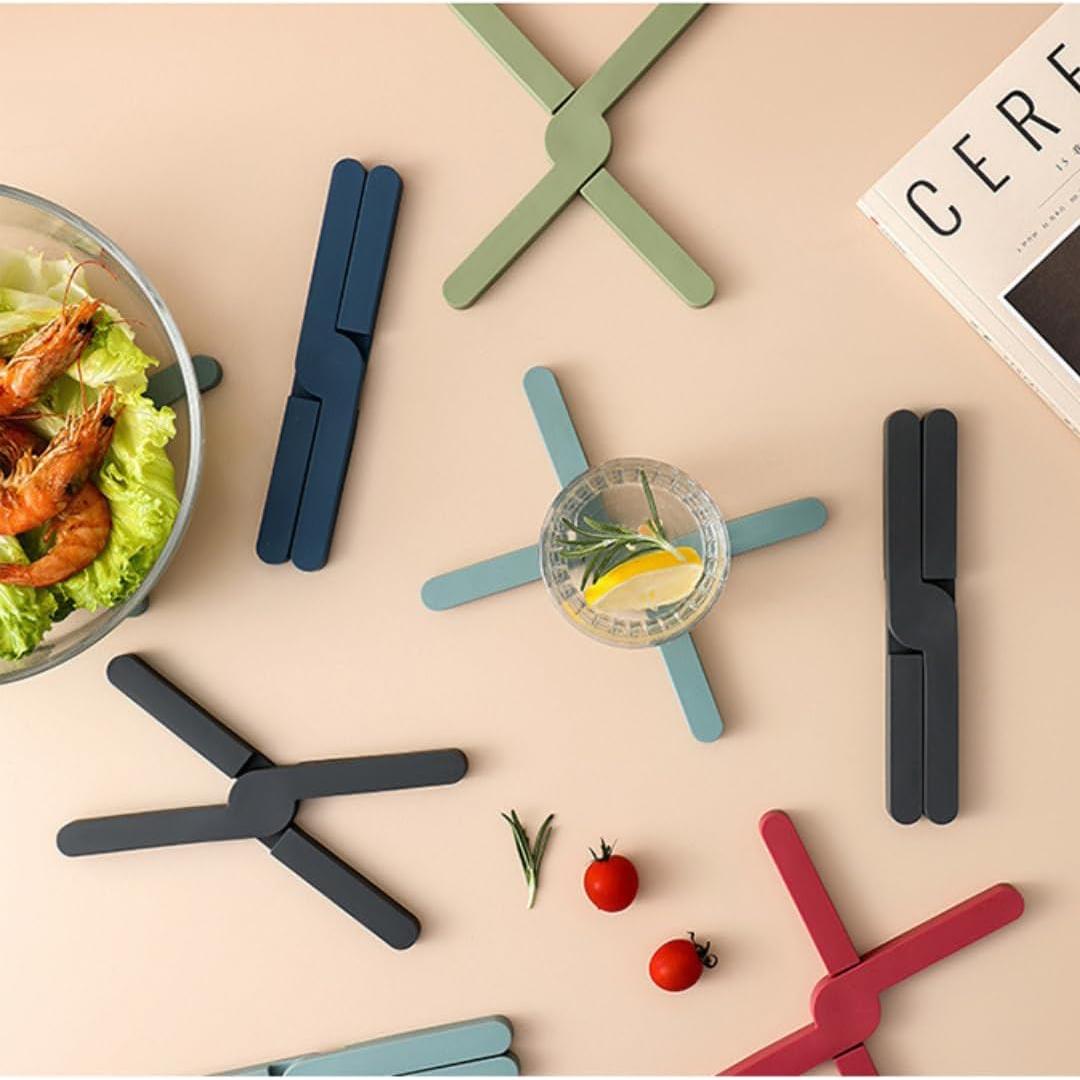 Trivetes de Silicona Plegables Genérico 4 PCS Gris Piedra