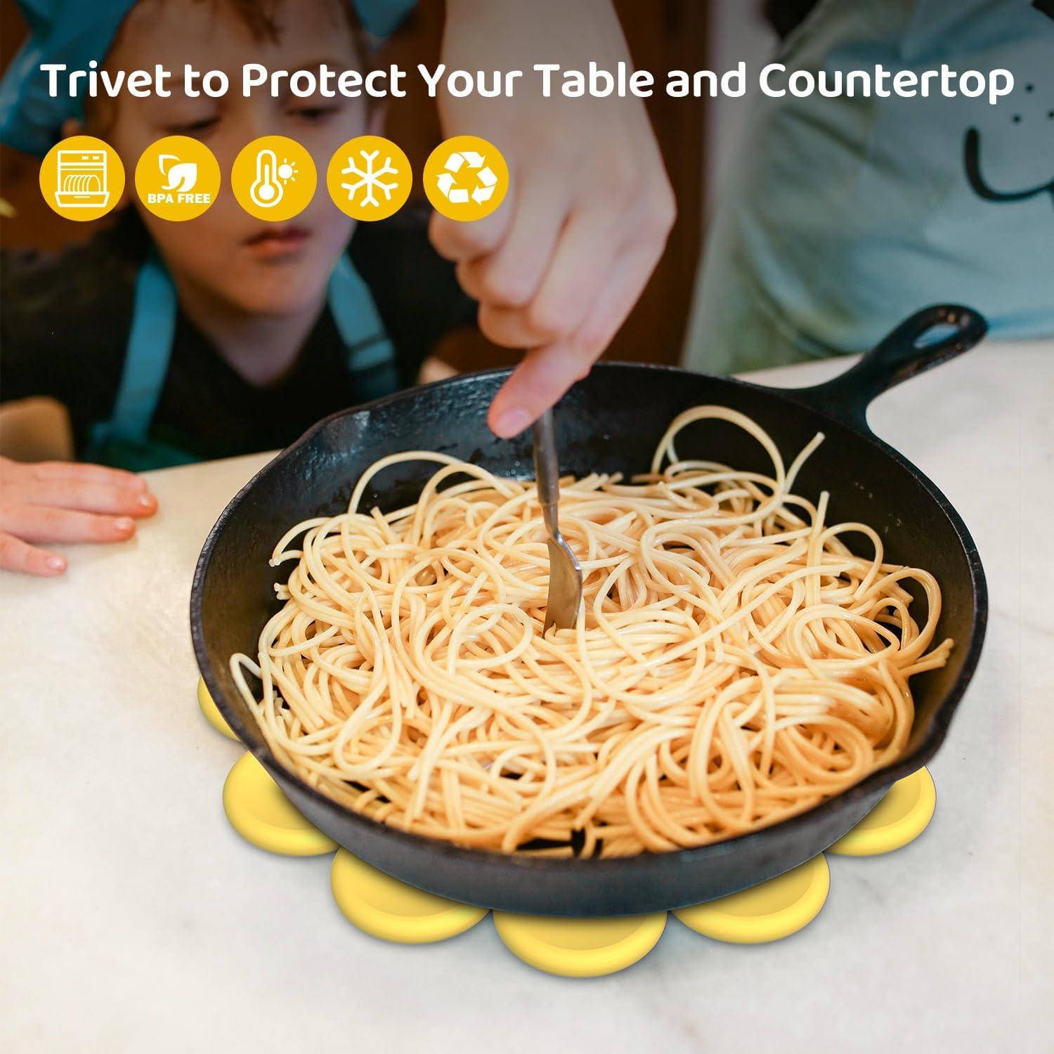 Trivete de Silicona HUISIOU Grande Amarillo Antideslizante