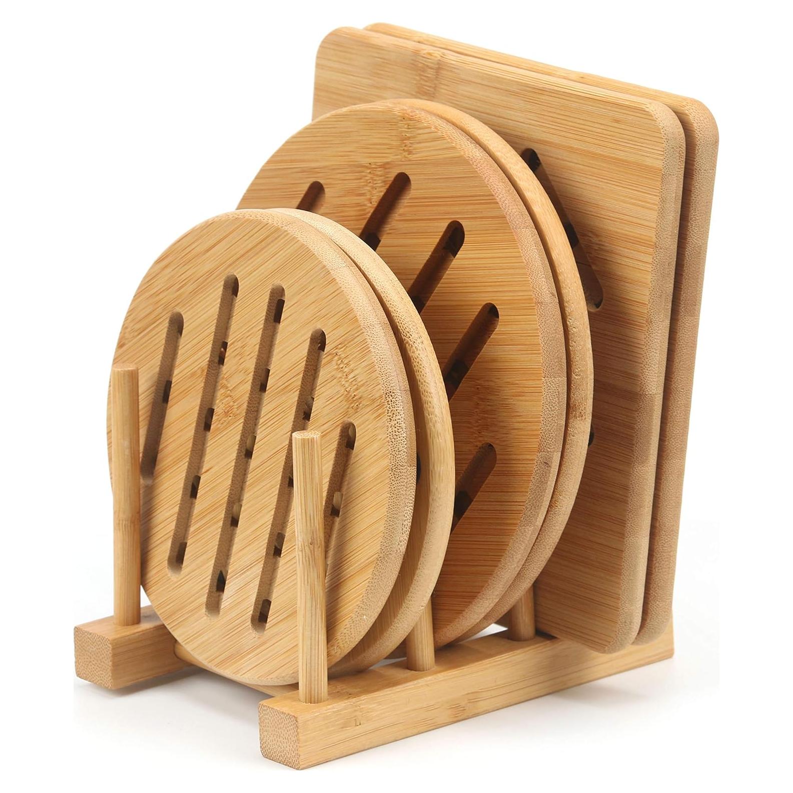 Juego de Alfombrillas de Bambú Natural CHUNHUI 6 Piezas