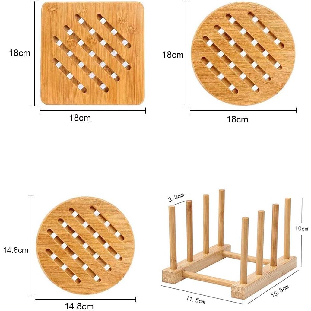 Juego de Alfombrillas de Bambú Natural CHUNHUI 6 Piezas