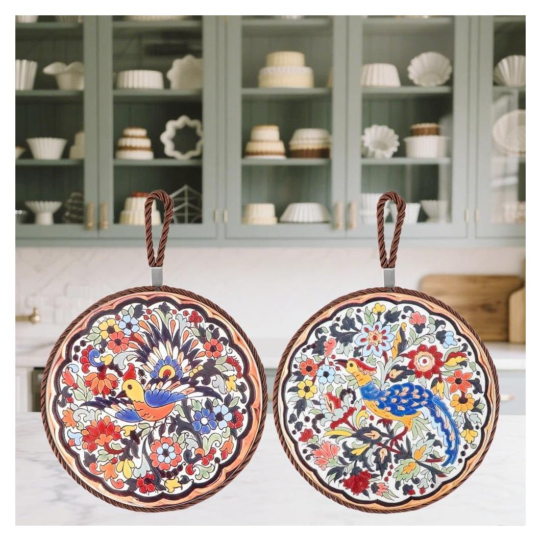 Trivetes de cerámica JGZTJXNK 17 cm con diseño de pájaros