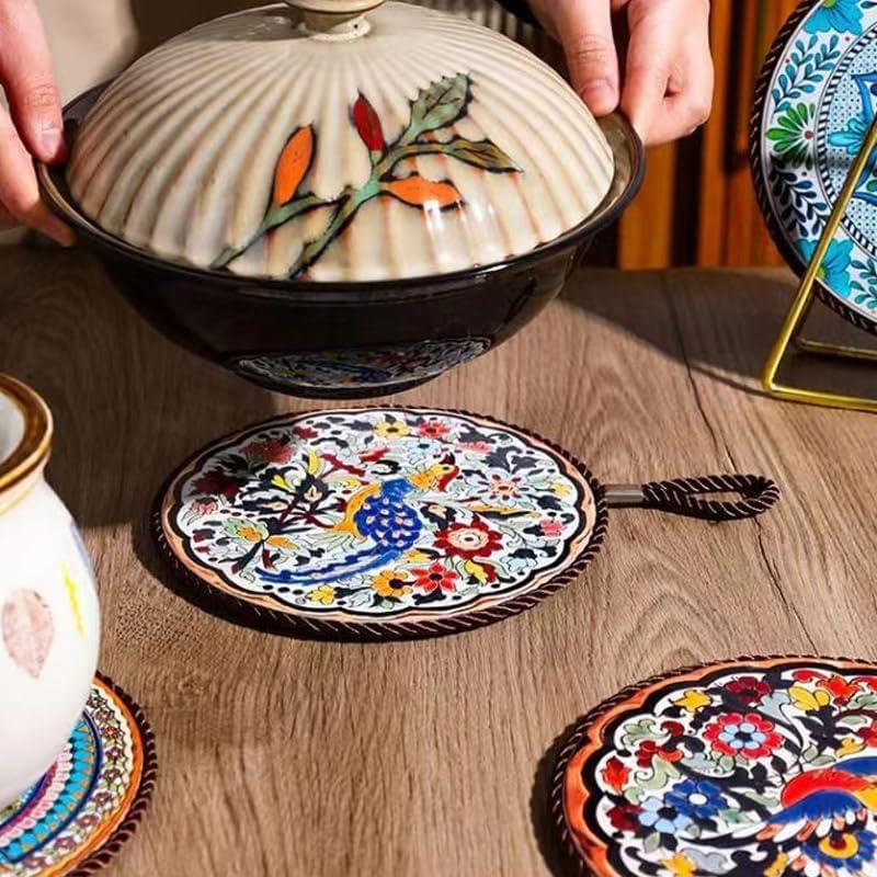 Trivetes de cerámica JGZTJXNK 17 cm con diseño de pájaros