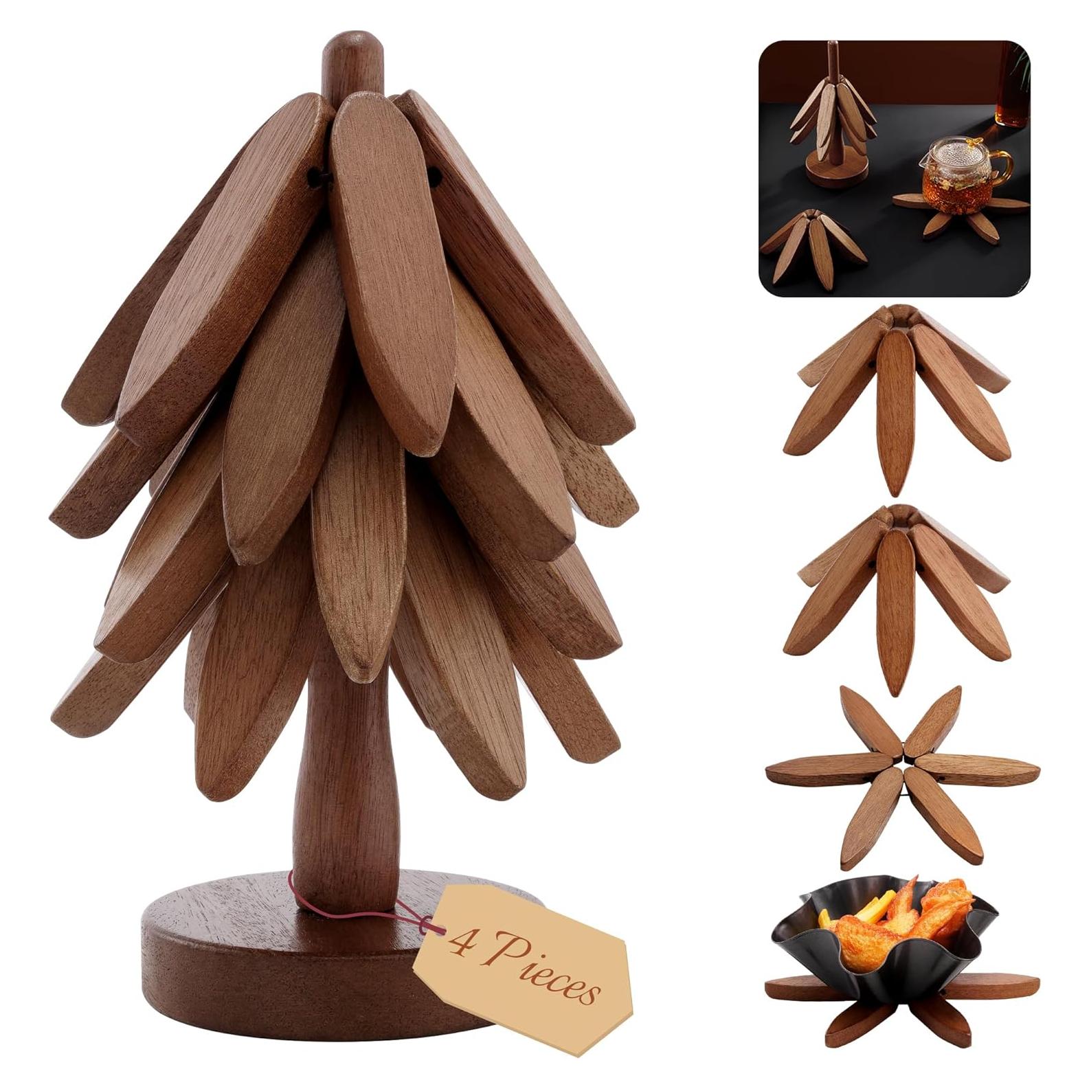 Trivetes de Madera FONYICK 20 cm Aislantes y Decorativos 4PCS