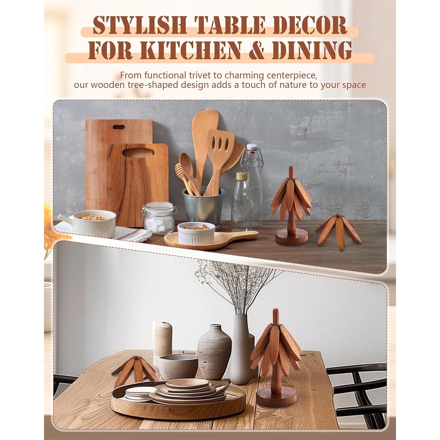 Trivetes de Madera FONYICK 20 cm Aislantes y Decorativos 4PCS