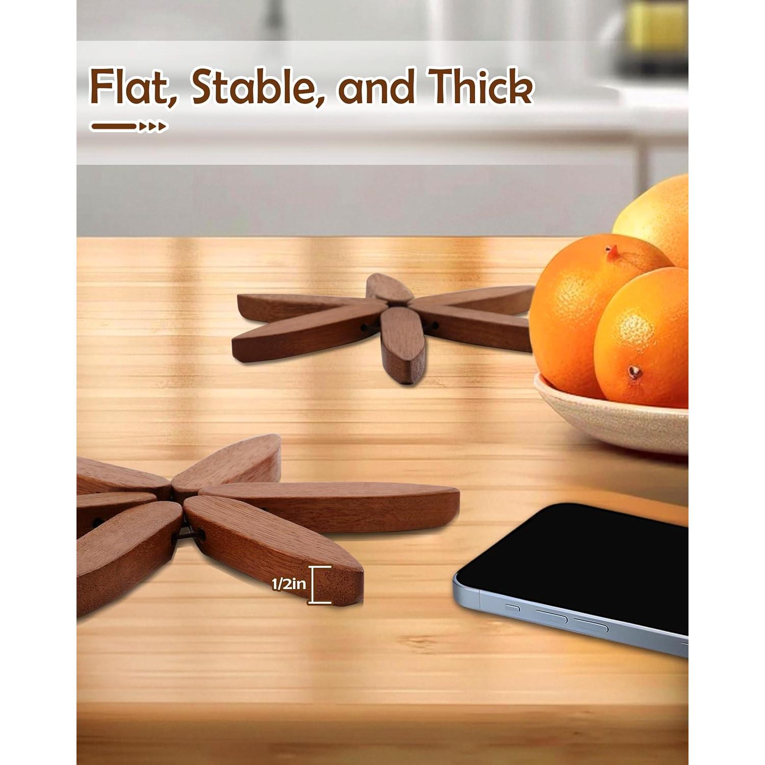 Trivetes de Madera FONYICK 20 cm Aislantes y Decorativos 4PCS