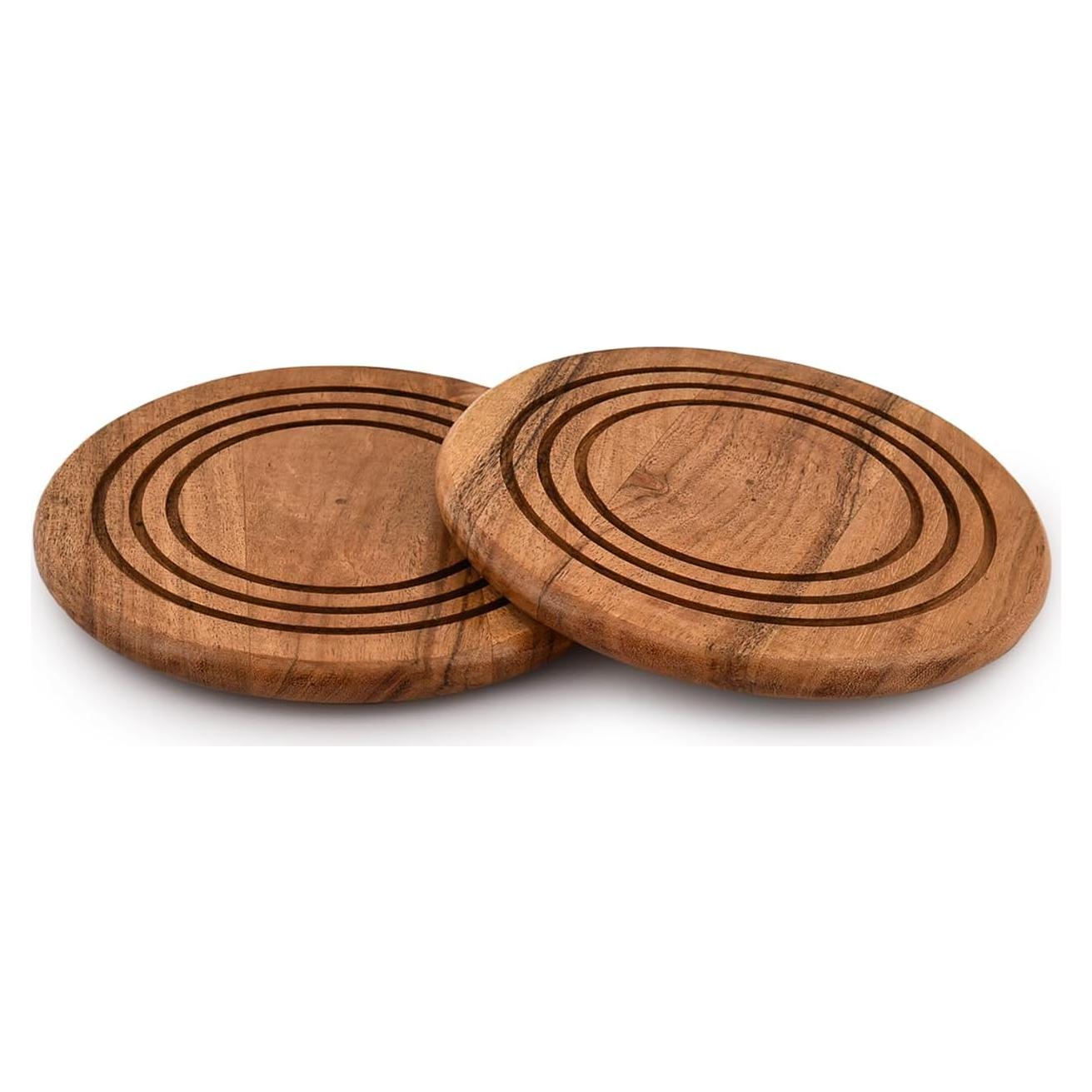 Trivet de Madera de Acacia EDHAS Juego de 2 - 17.78 cm