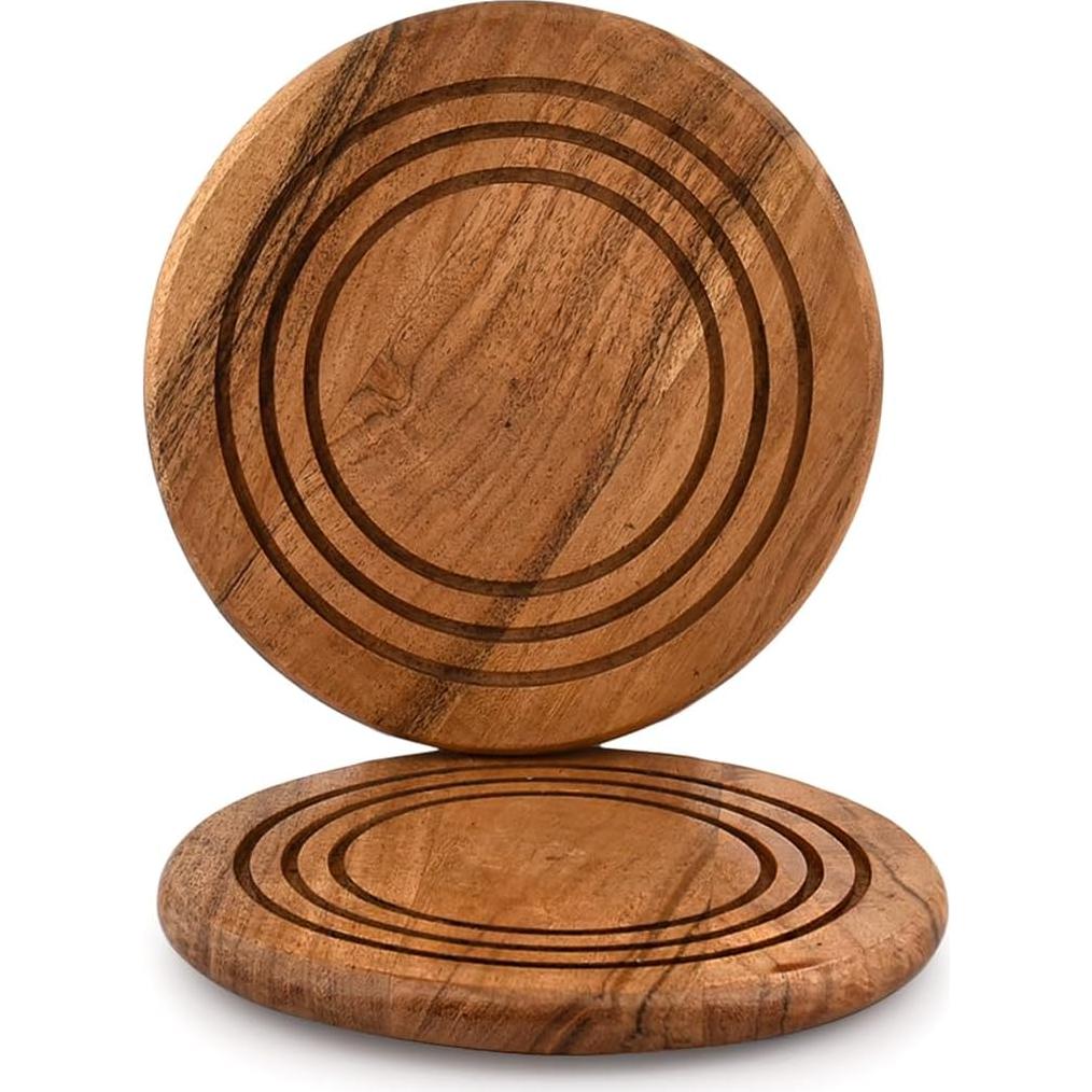 Trivet de Madera de Acacia EDHAS Juego de 2 - 17.78 cm