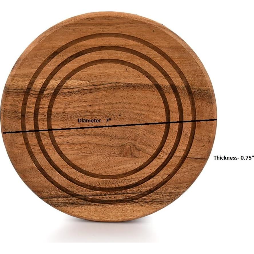 Trivet de Madera de Acacia EDHAS Juego de 2 - 17.78 cm