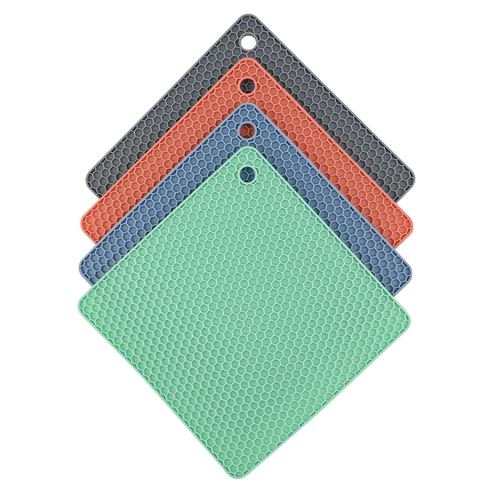 Trivetes de Silicona Hotsyang 4 Pcs Cuadrados Resistentes al Calor