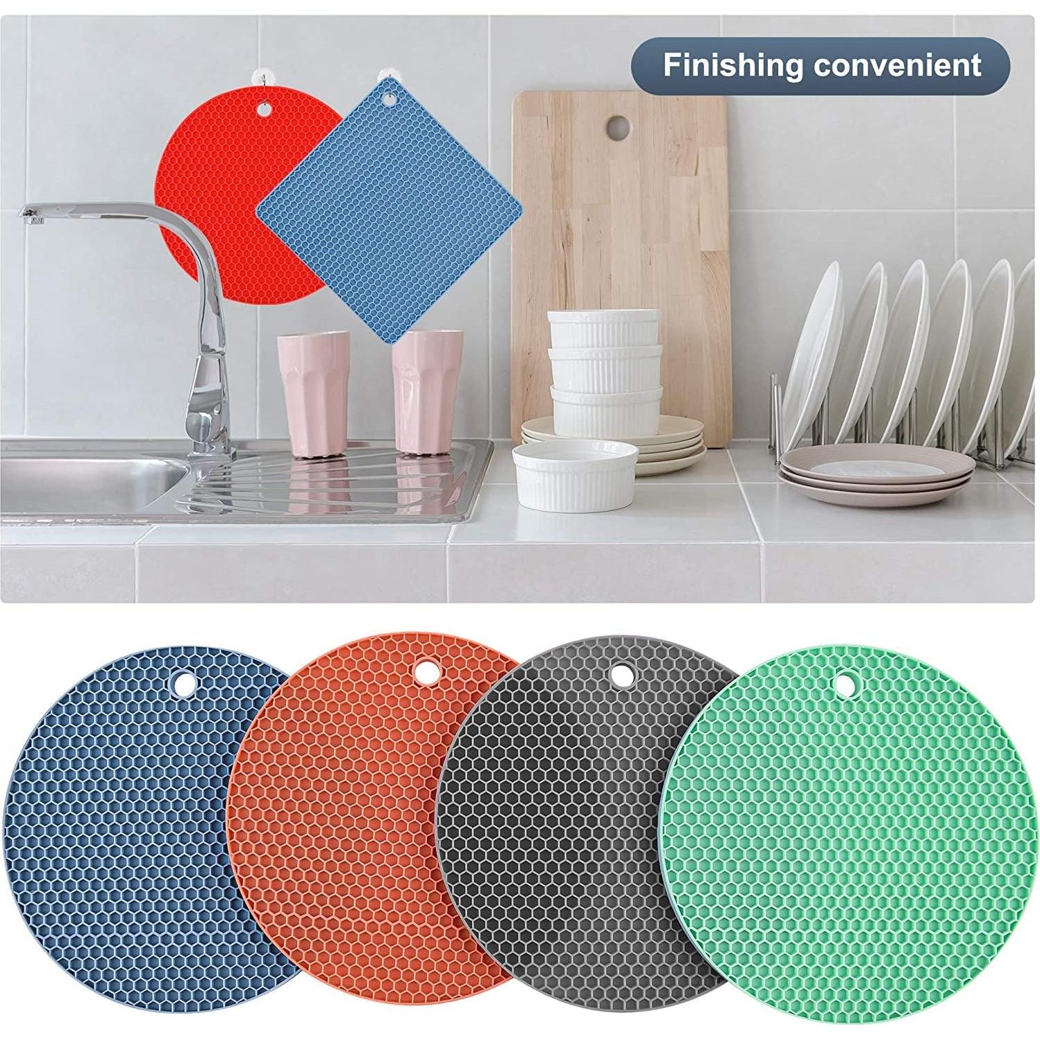 Trivetes de Silicona Hotsyang 4 Pcs Cuadrados Resistentes al Calor