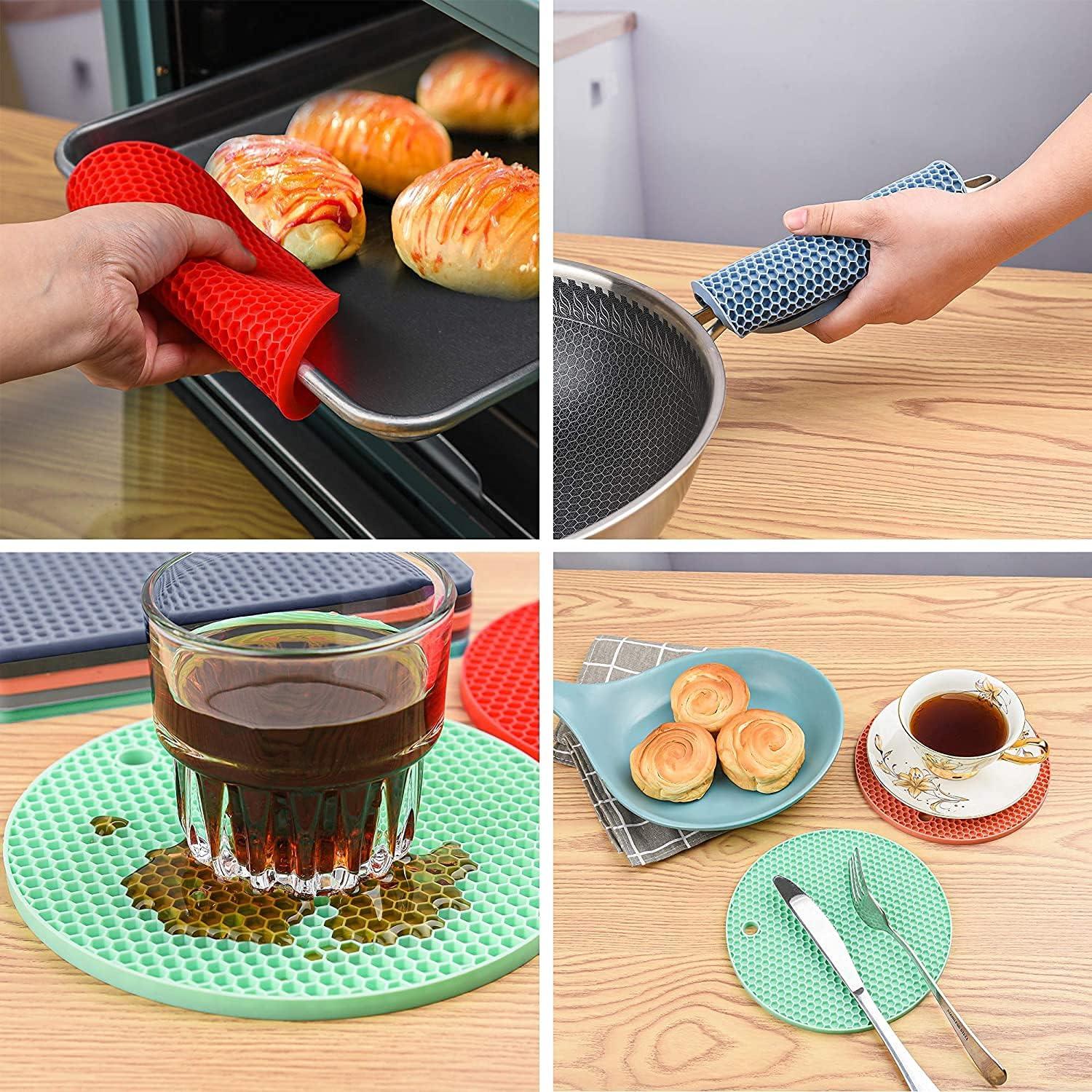 Trivetes de Silicona Hotsyang 4 Pcs Cuadrados Resistentes al Calor