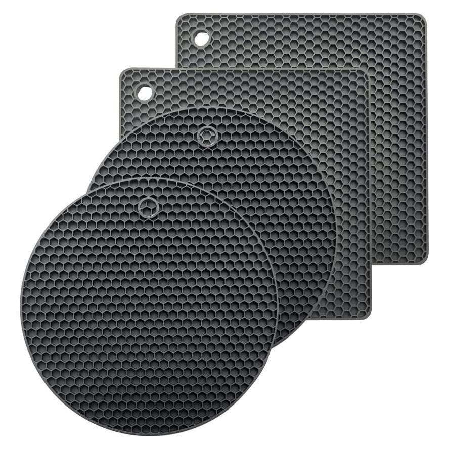 4 Alfombrillas de Silicona Antideslizantes Genérico 18cm Negro