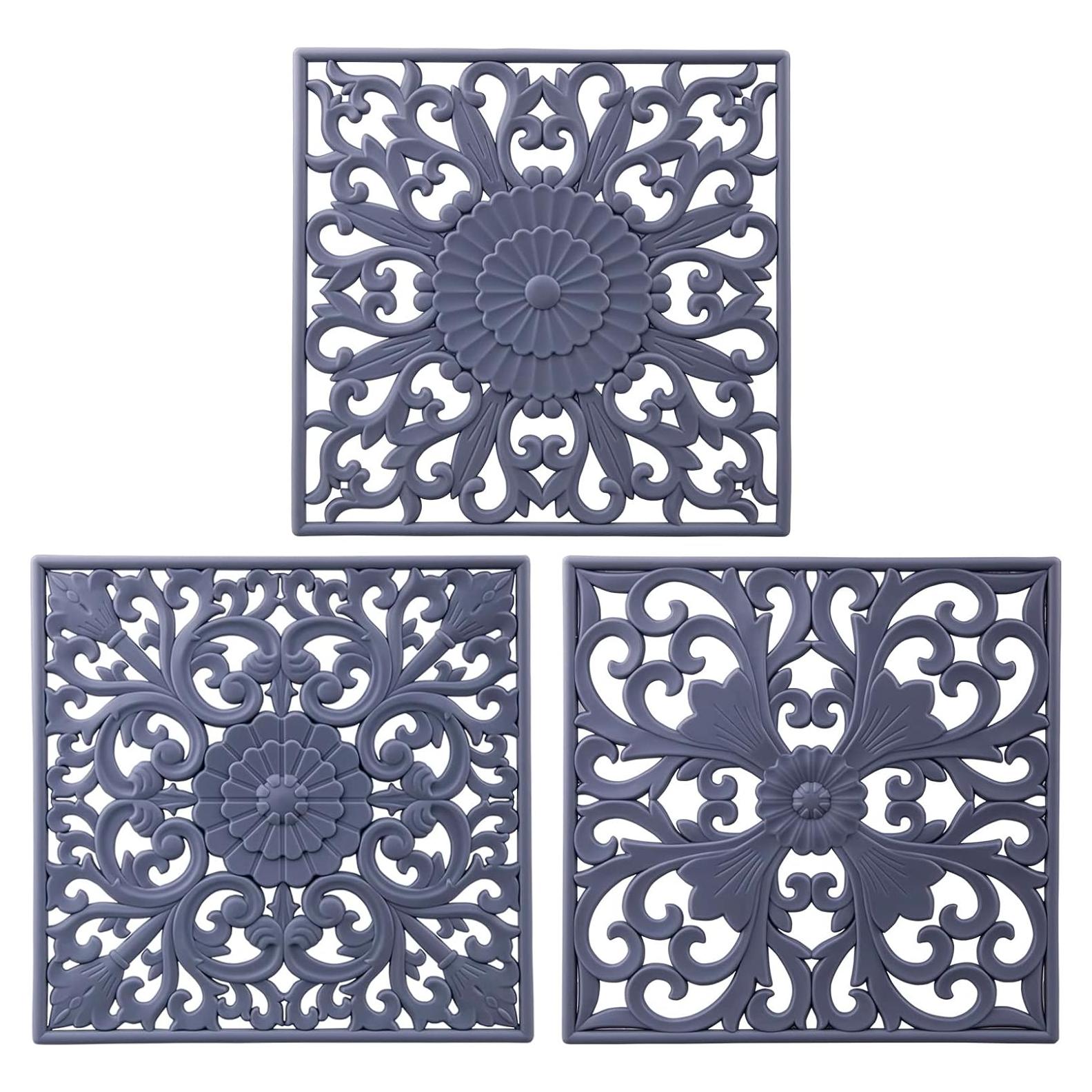 Trivetes de Silicona Zoyizi Set de 3 Grises Antideslizantes