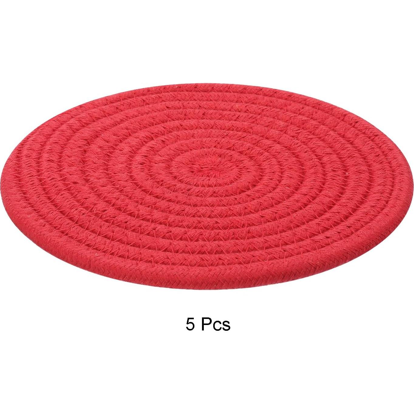 Trivets de Algodón Rojos uxcell 20.32 cm - 5 Piezas Resistentes al Calor
