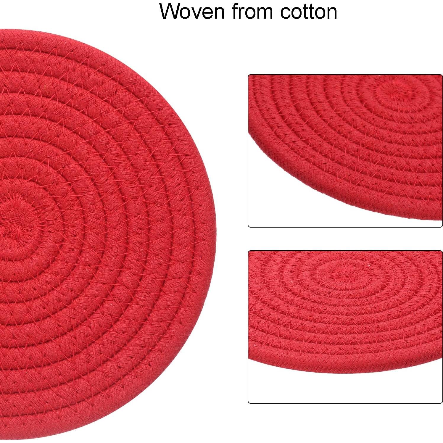 Trivets de Algodón Rojos uxcell 20.32 cm - 5 Piezas Resistentes al Calor