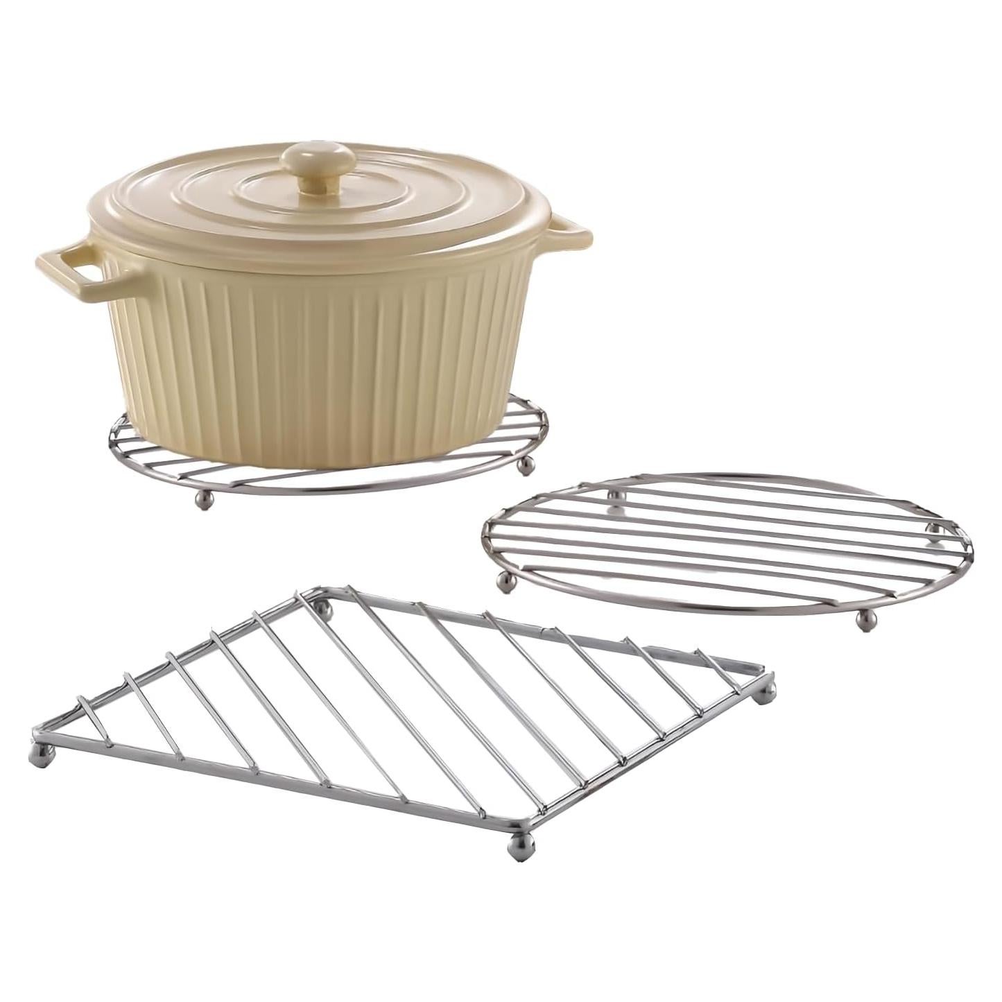 Juego de 3 Trivetes de Acero Inoxidable OCCO.KING - Resistente al Calor