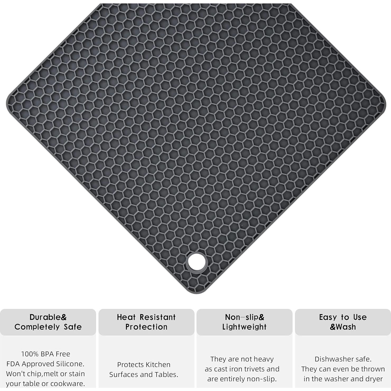 Trivetes de Silicona Nstezrne Set 4 Gris Oscuro Antideslizantes