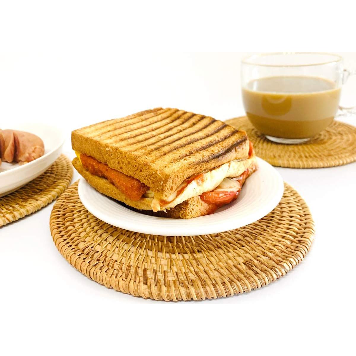 Juego de 4 Trivets Redondos de Ratan Natural 20 cm SDLQY