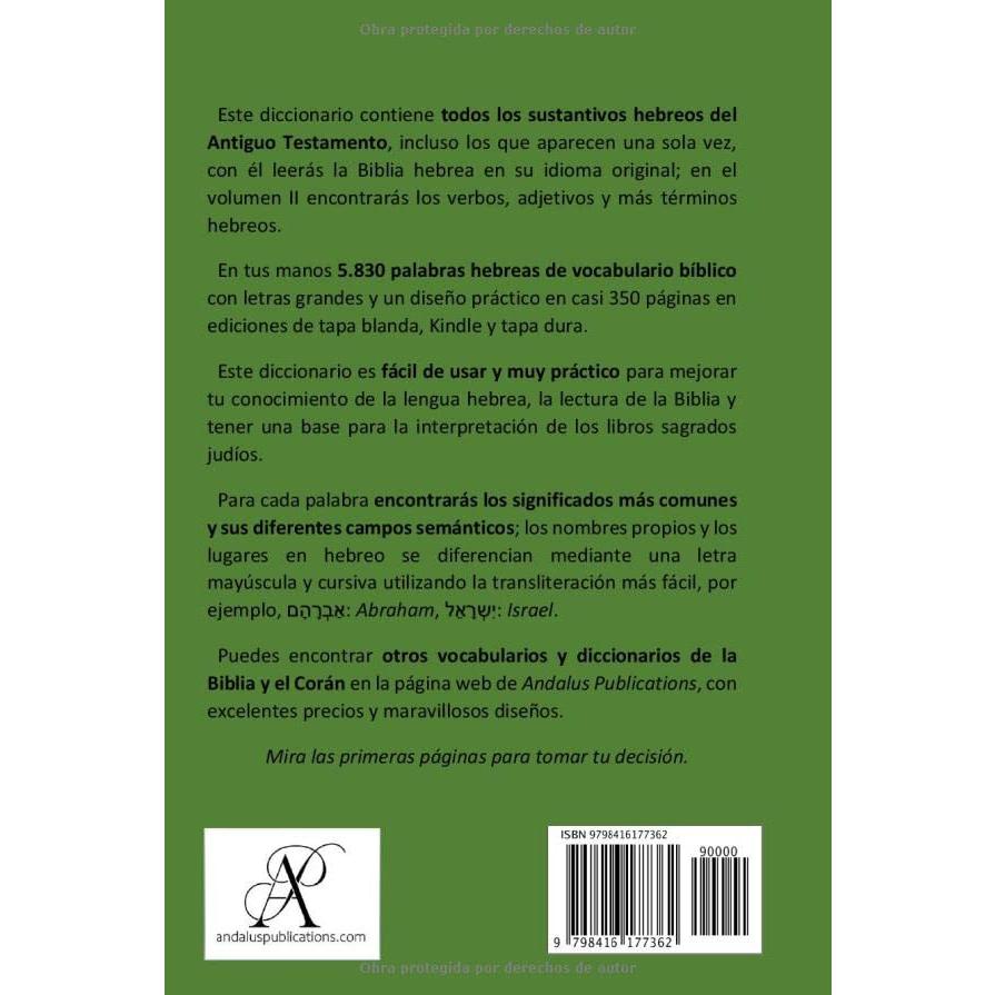Diccionario del Antiguo Testamento (Hebreo - Español), Volumen I: Todos los sustantivos del Tanaj (Biblia hebrea) (Lenguas de la Biblia y el Corán) (Spanish Edition)