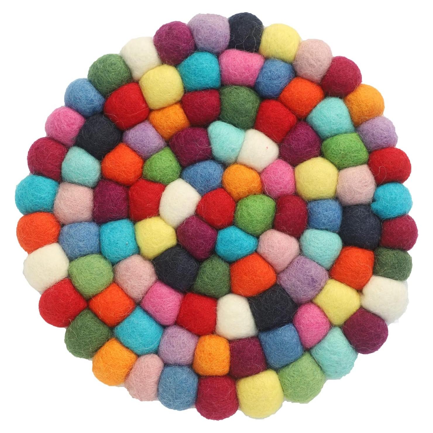 Trivet Redondo de Lana Ezhippie 50.8 cm Multicolor Antideslizante
