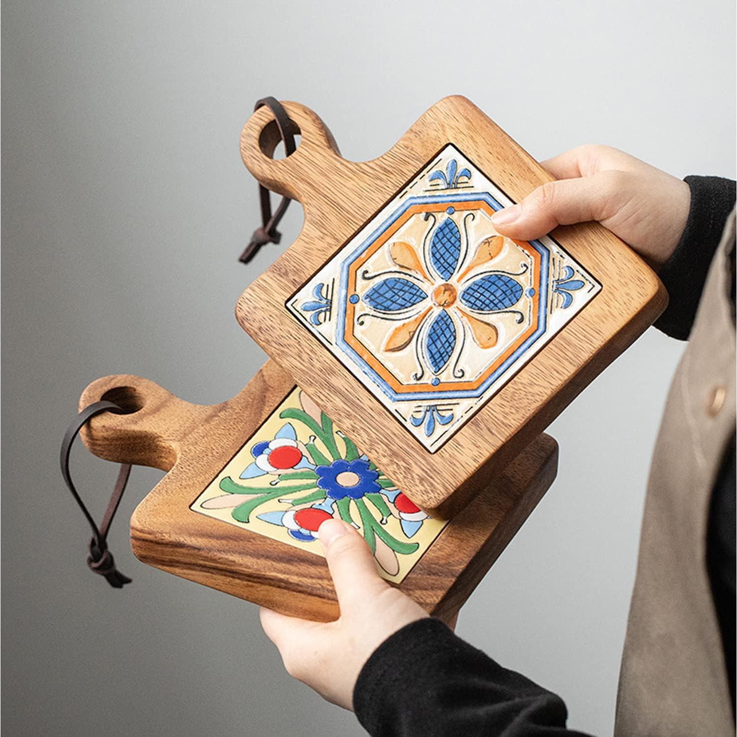 Alfombrilla Antiescaldante de Madera y Cerámica YQQKIRA520 20x14cm