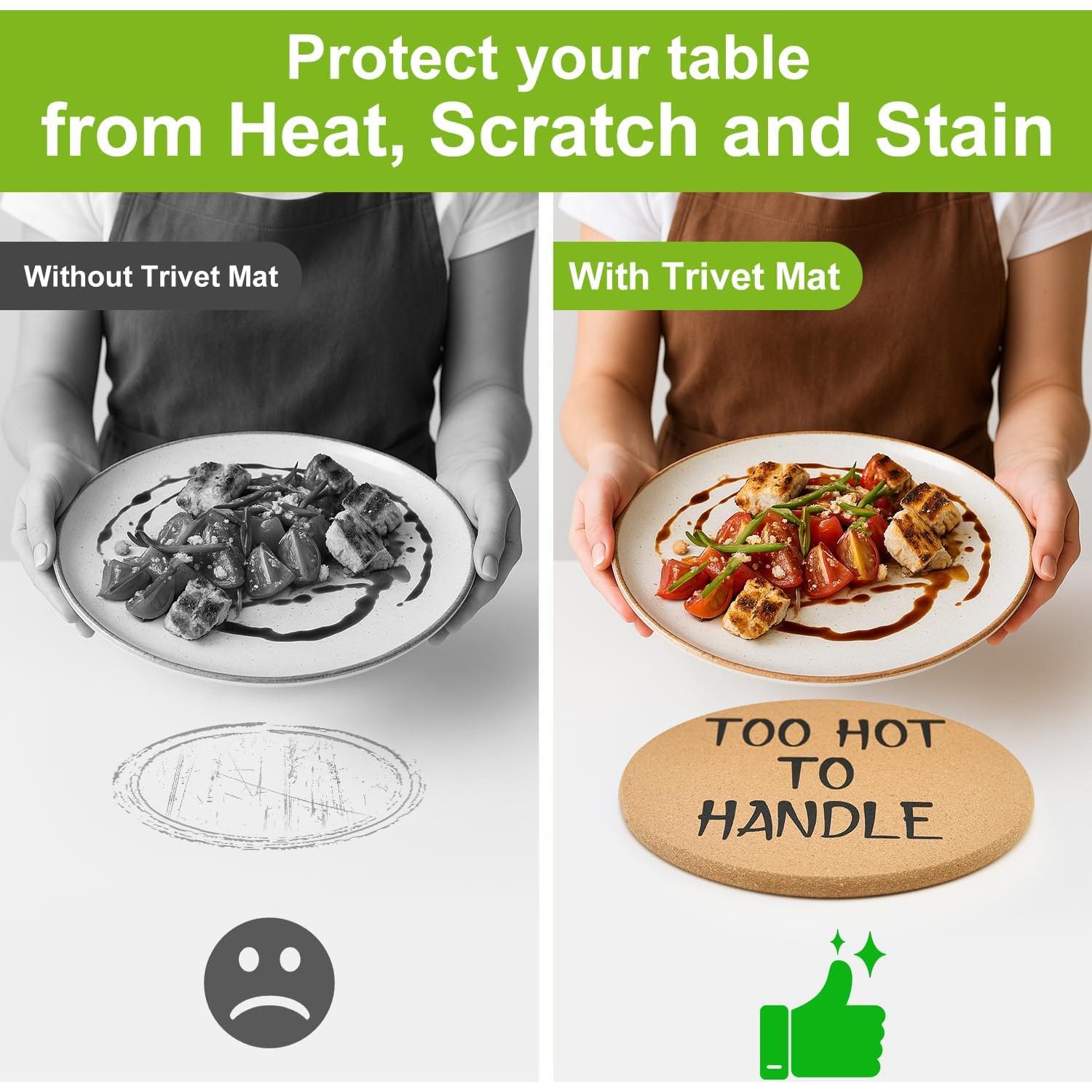 Juego de 4 Trivetes de Corcho Renawe Redondos 19.05 cm