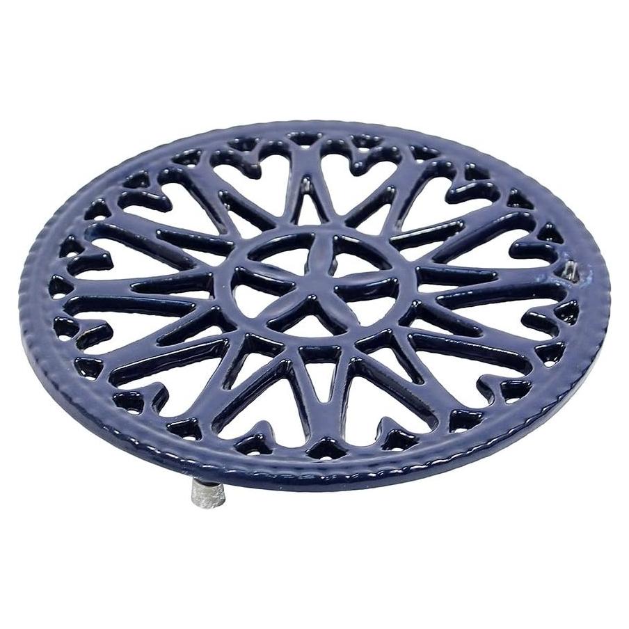 Trivet Redondo de Hierro Fundido Minuteman Azul 17.78 cm