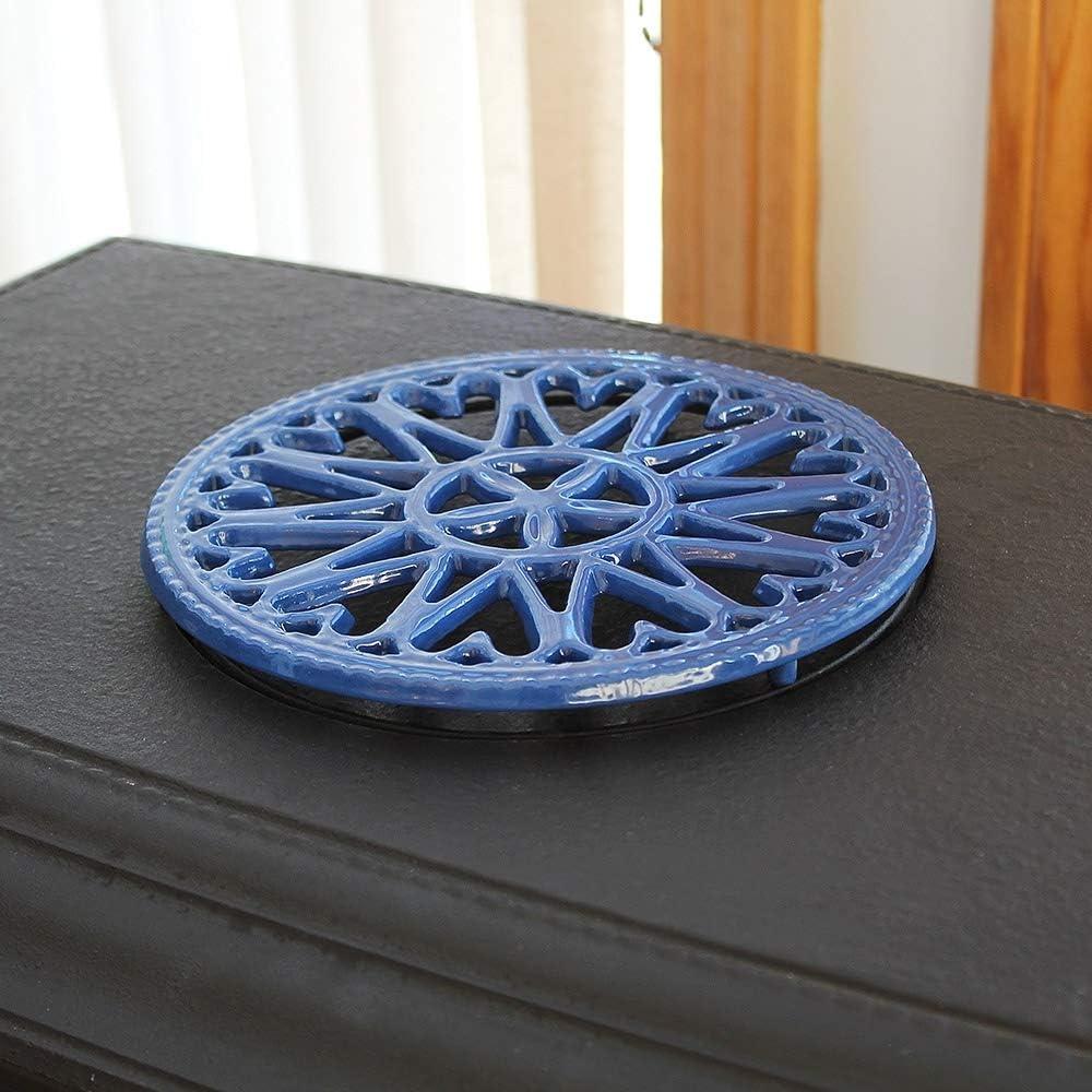 Trivet Redondo de Hierro Fundido Minuteman Azul 17.78 cm