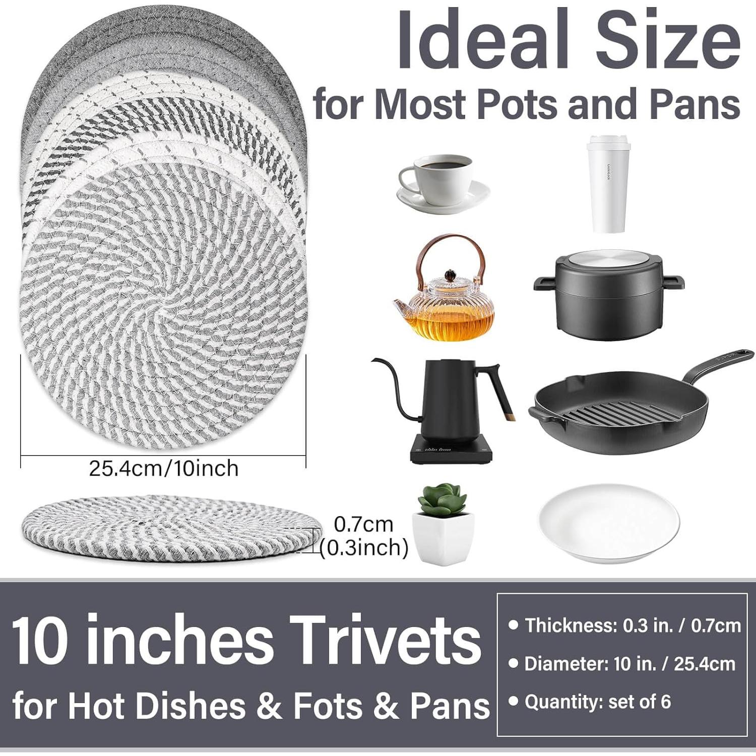 Set de 6 Trivets Redondos Billbotk de Algodón 25.4 cm