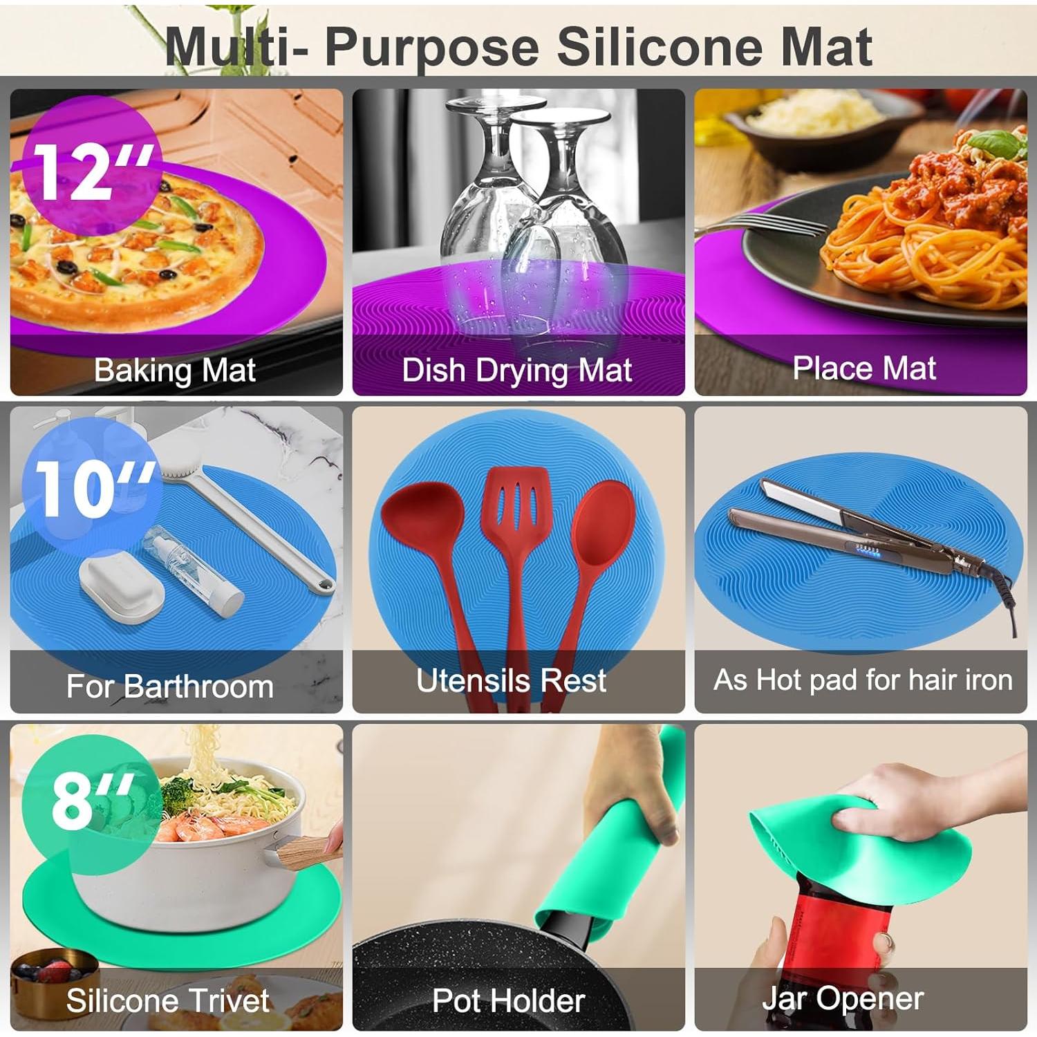 KooMall Alfombrilla Multiusos Silicona 5 Piezas 30 cm a 10 cm