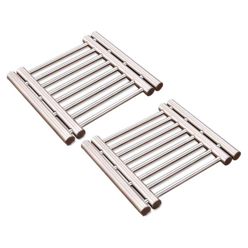 Trivet Ajustable Leoyoubei Acero Inoxidable Plata 2 Unidades