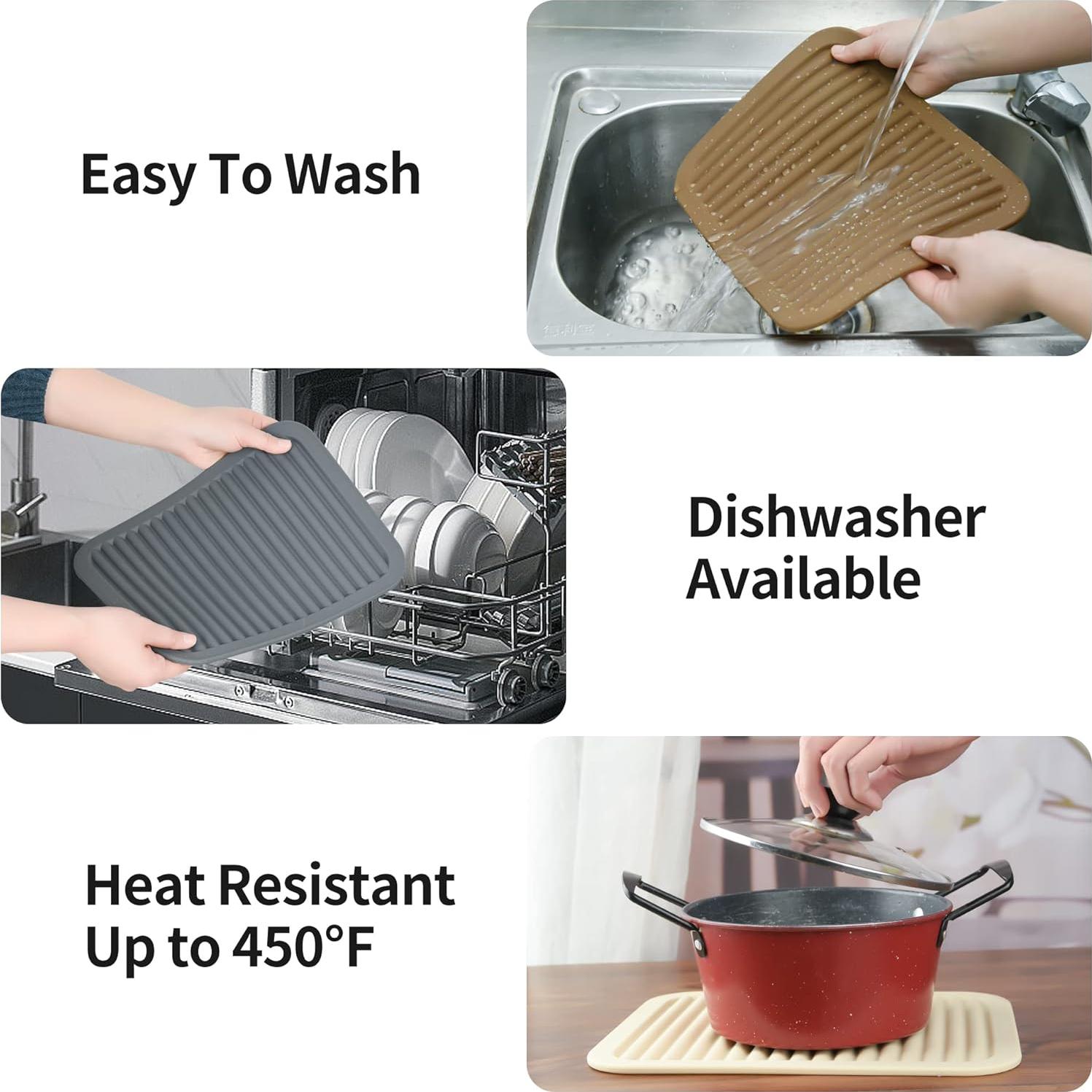 Trivetes de Silicona Kalsreui Set 2 Negro Resistente al Calor