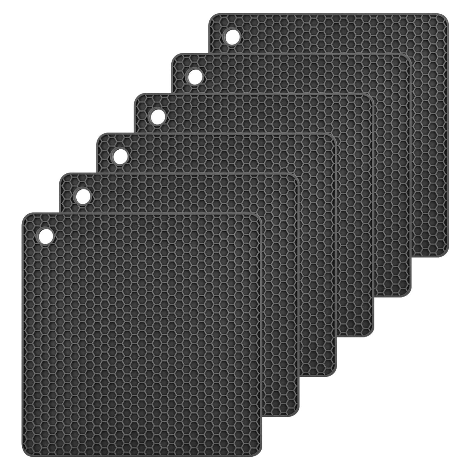 Trivetes de Silicona Hotsyang 6pcs Cuadrados Gris Oscuro