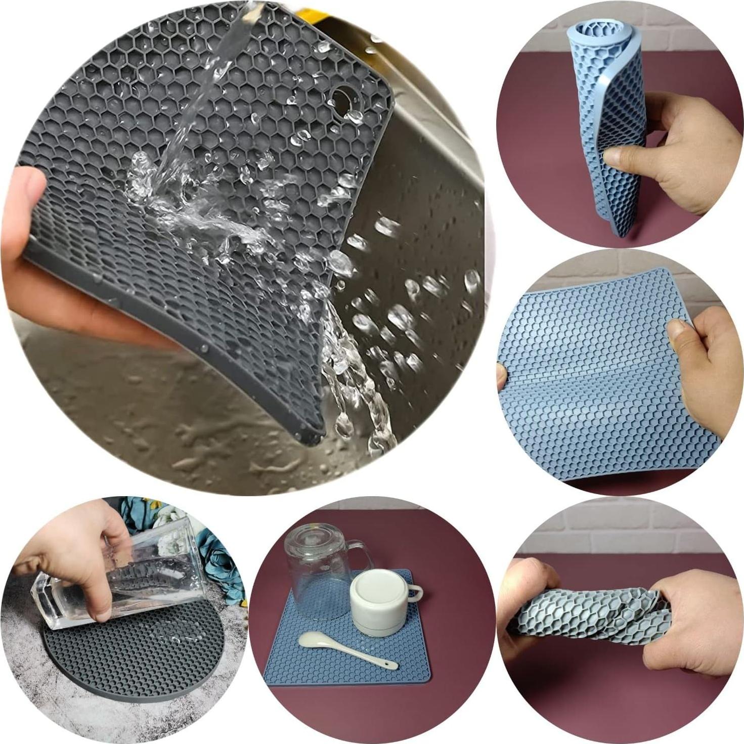 Trivetes de Silicona Hotsyang 6pcs Cuadrados Gris Oscuro