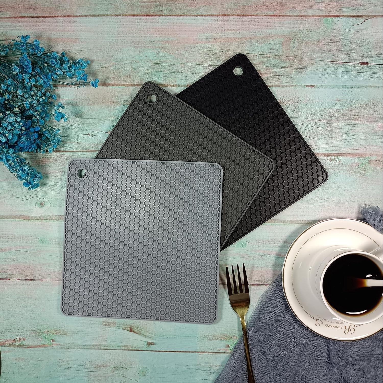 Trivetes de Silicona Hotsyang 6pcs Cuadrados Gris Oscuro