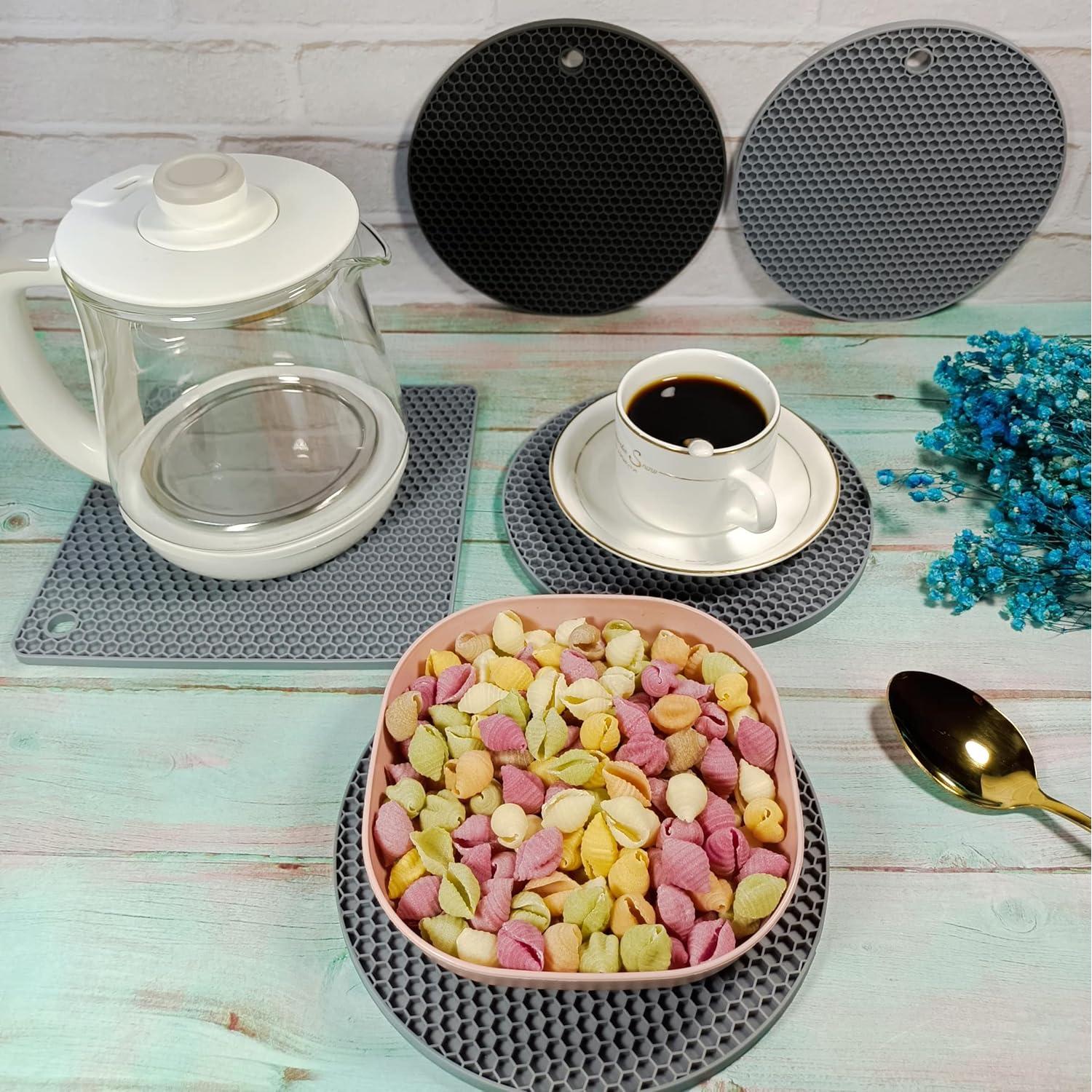 Trivetes de Silicona Hotsyang 6pcs Cuadrados Gris Oscuro