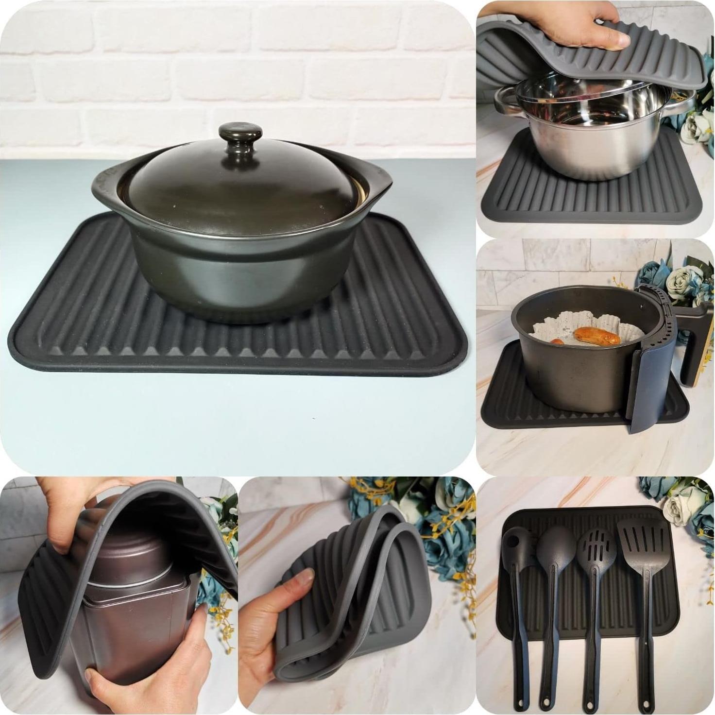 Juego de 2 Trivets de Silicona SUNMVEHOT 22.86x30.48cm Negro