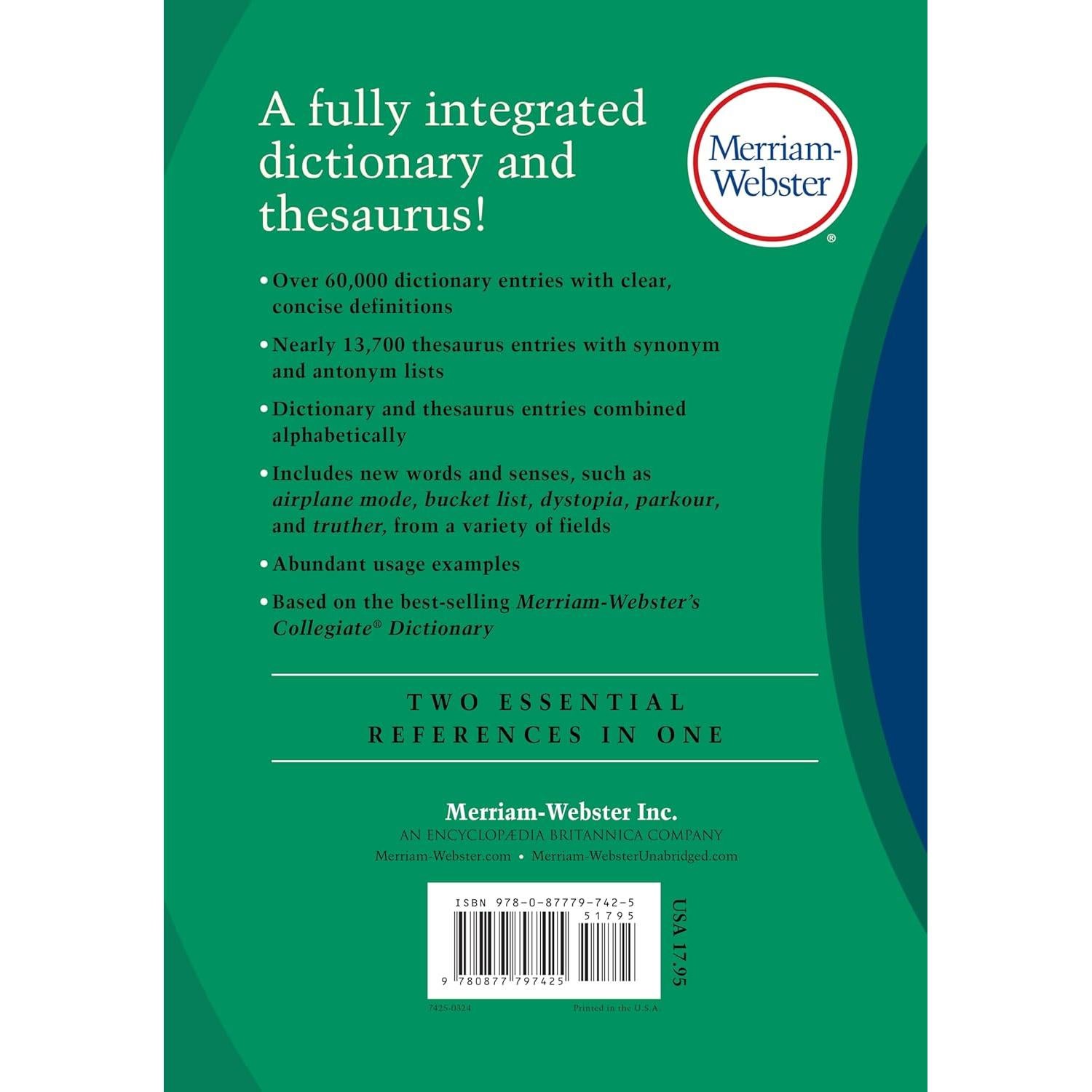 Merriam-Webster's Dictionary and Thesaurus, Newest Edition, Trade Paperback