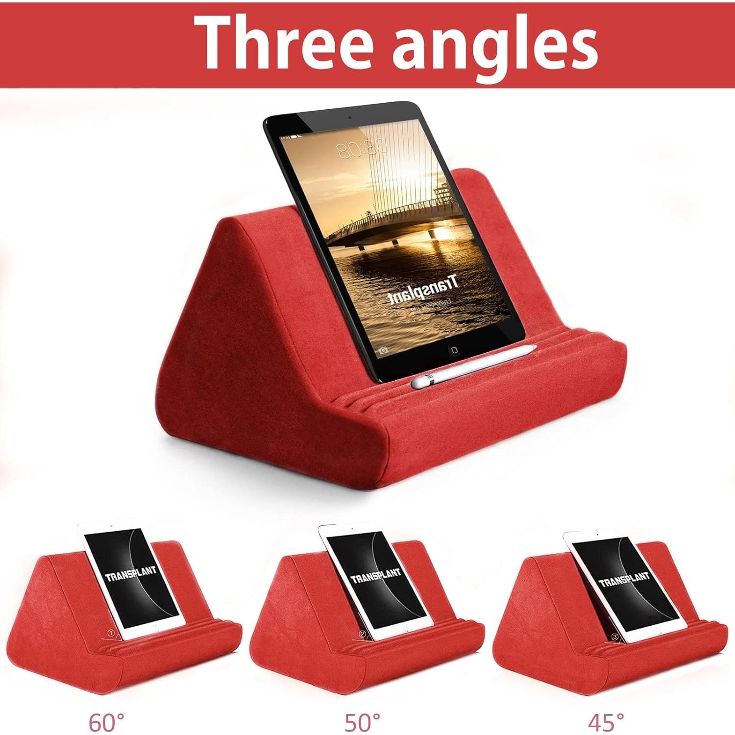 Soporte de Tableta BZVV Rojo con Almohada Ajustable 3 Ángulos