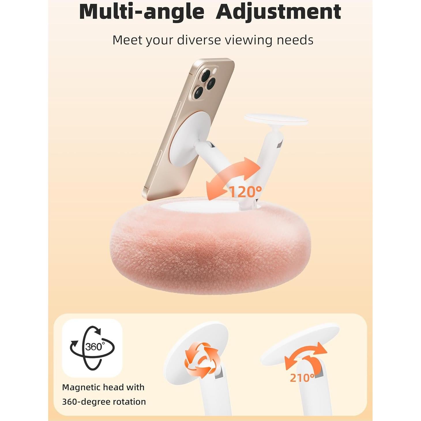 Soporte Magnético para Kindle y Teléfonos Rosa - Ajustable 360°