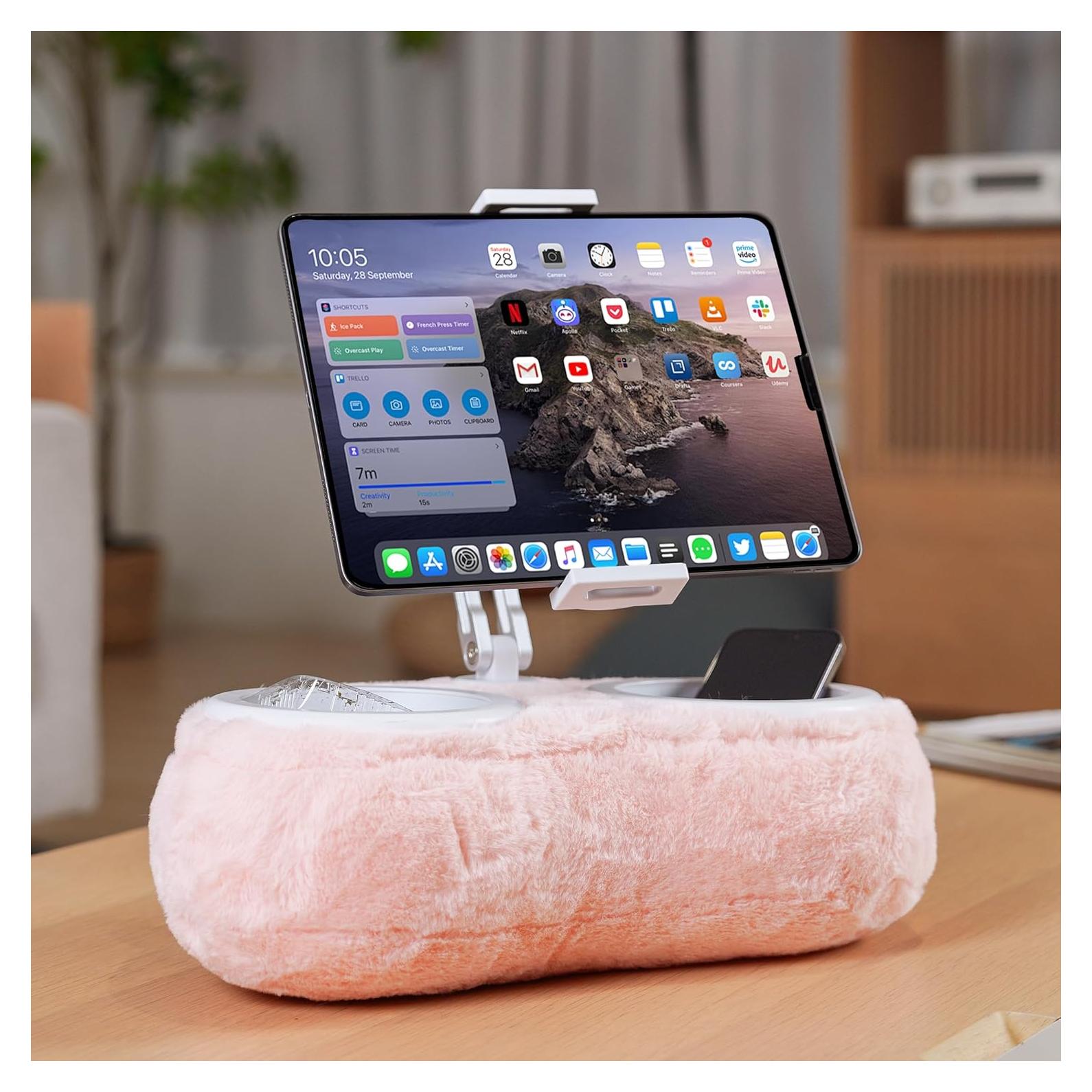 Almohada Soporte Ergonómica para Tablet y Teléfono Rosa