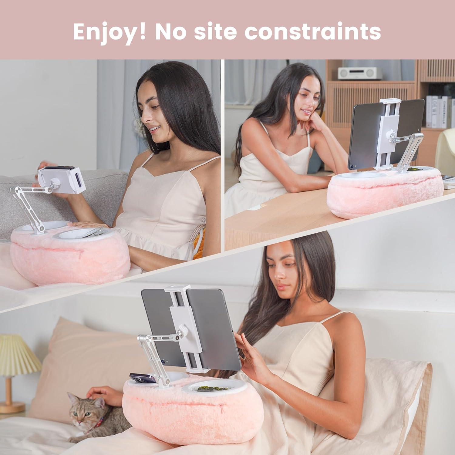 Almohada Soporte Ergonómica para Tablet y Teléfono Rosa