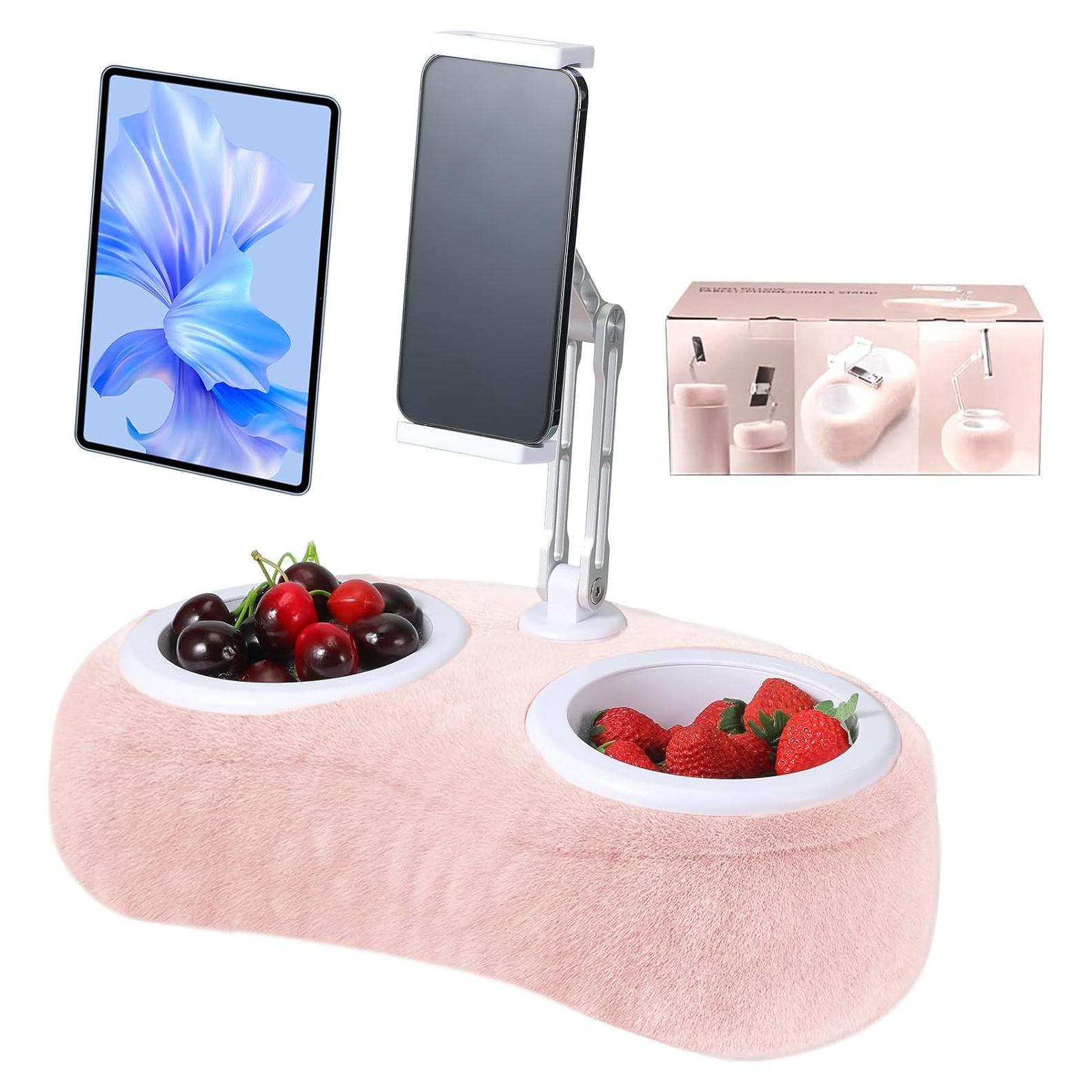 Soporte de Almohada Ajustable Wovnet para Tablet y Snacks Rosa