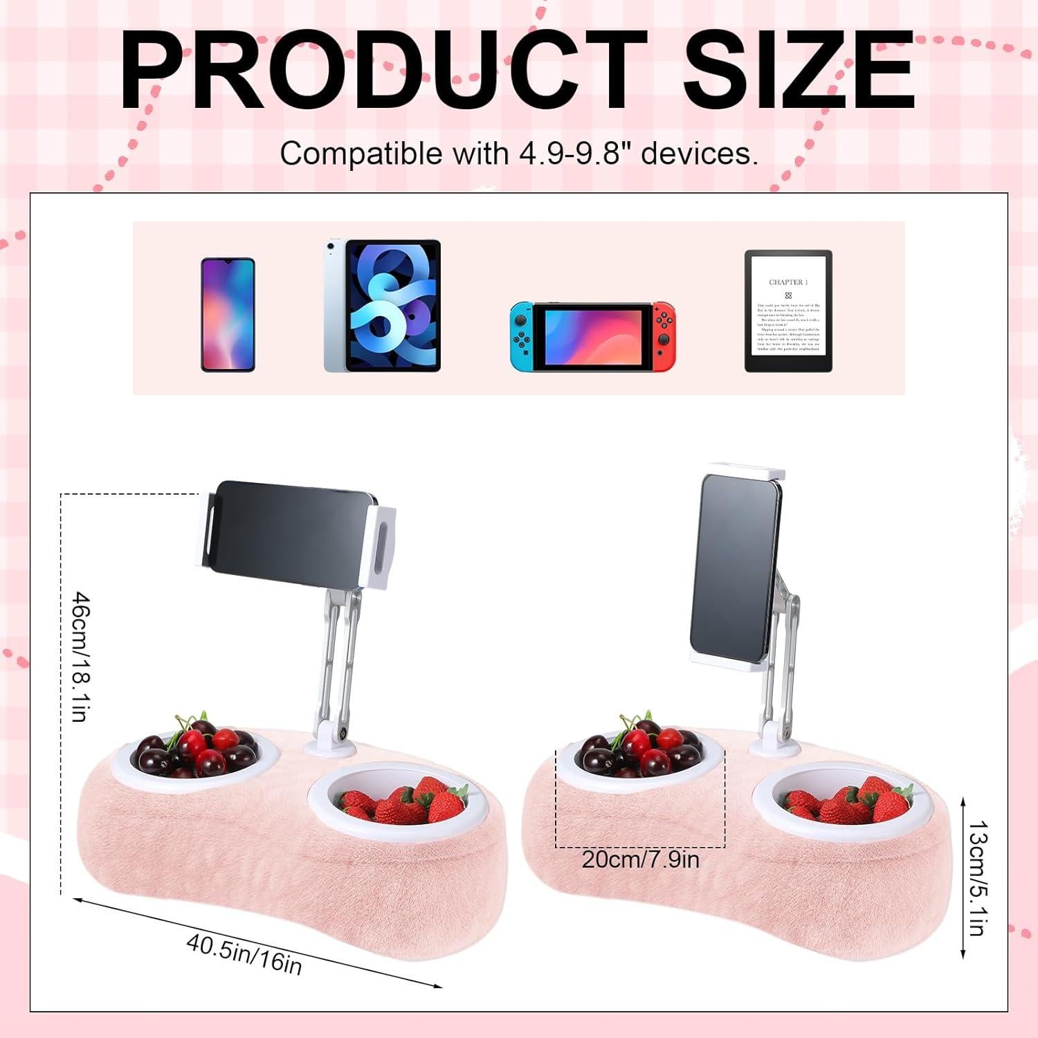 Soporte de Almohada Ajustable Wovnet para Tablet y Snacks Rosa