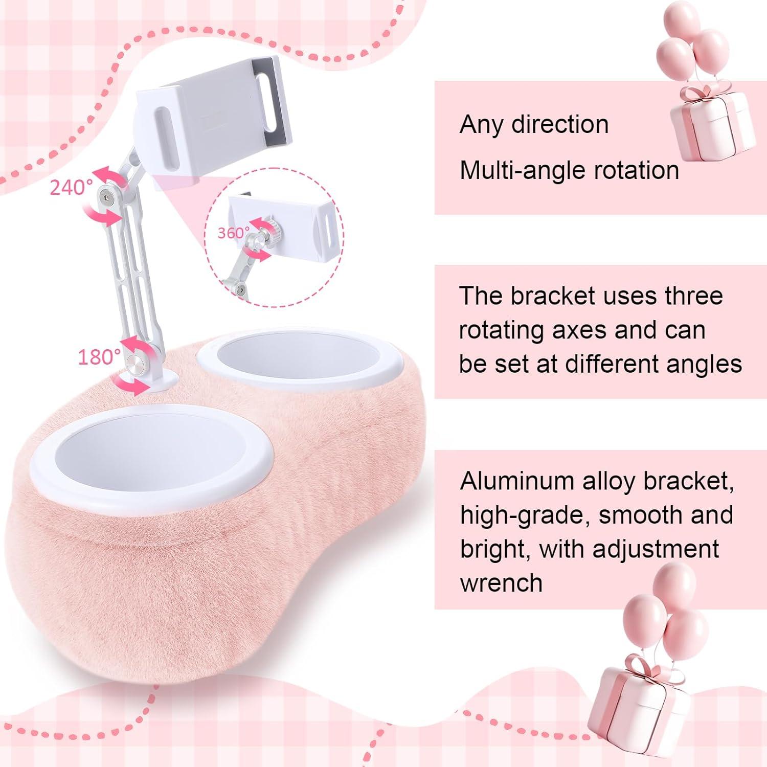 Soporte de Almohada Ajustable Wovnet para Tablet y Snacks Rosa