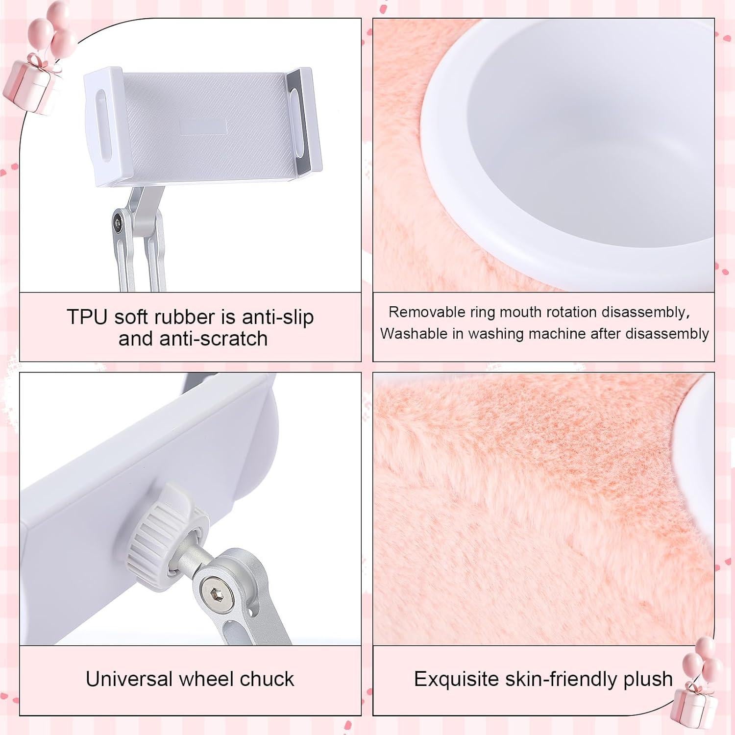 Soporte de Almohada Ajustable Wovnet para Tablet y Snacks Rosa