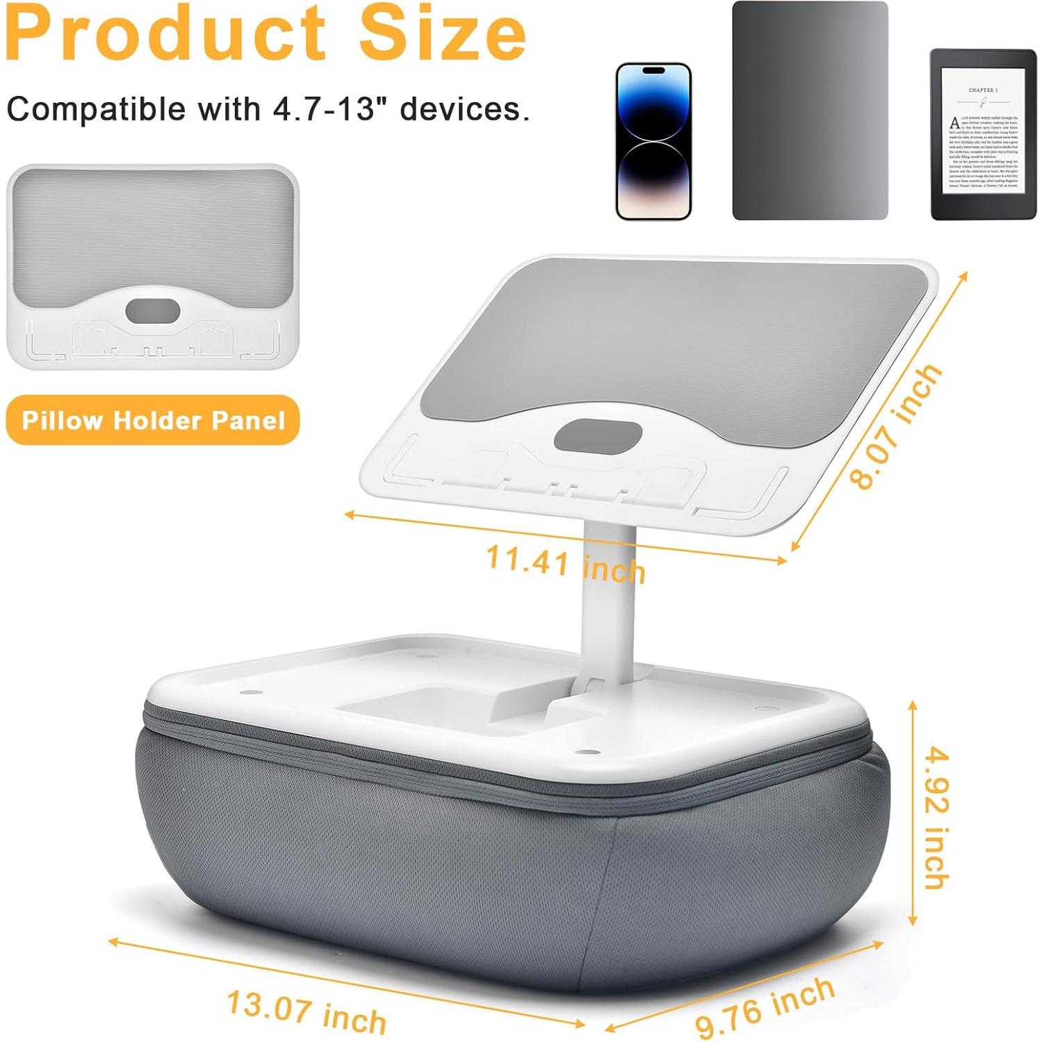 Soporte de Almohada para Tabletas Wishfly Gris Ajustable 12-33 cm